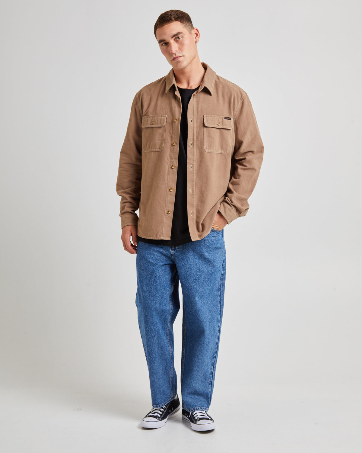 Trade Long Sleeve Overshirt Felt Brown BROWN