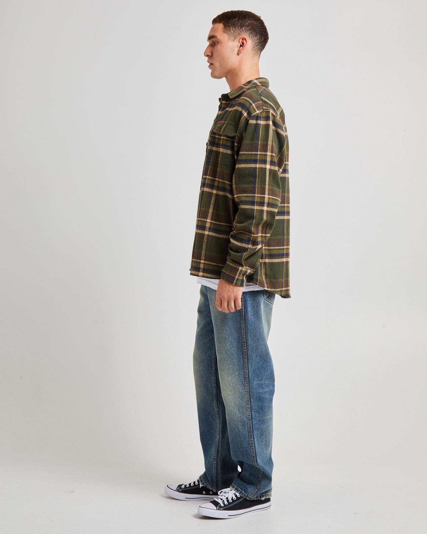 Trailer Check Long Sleeve Shirt Faded Army