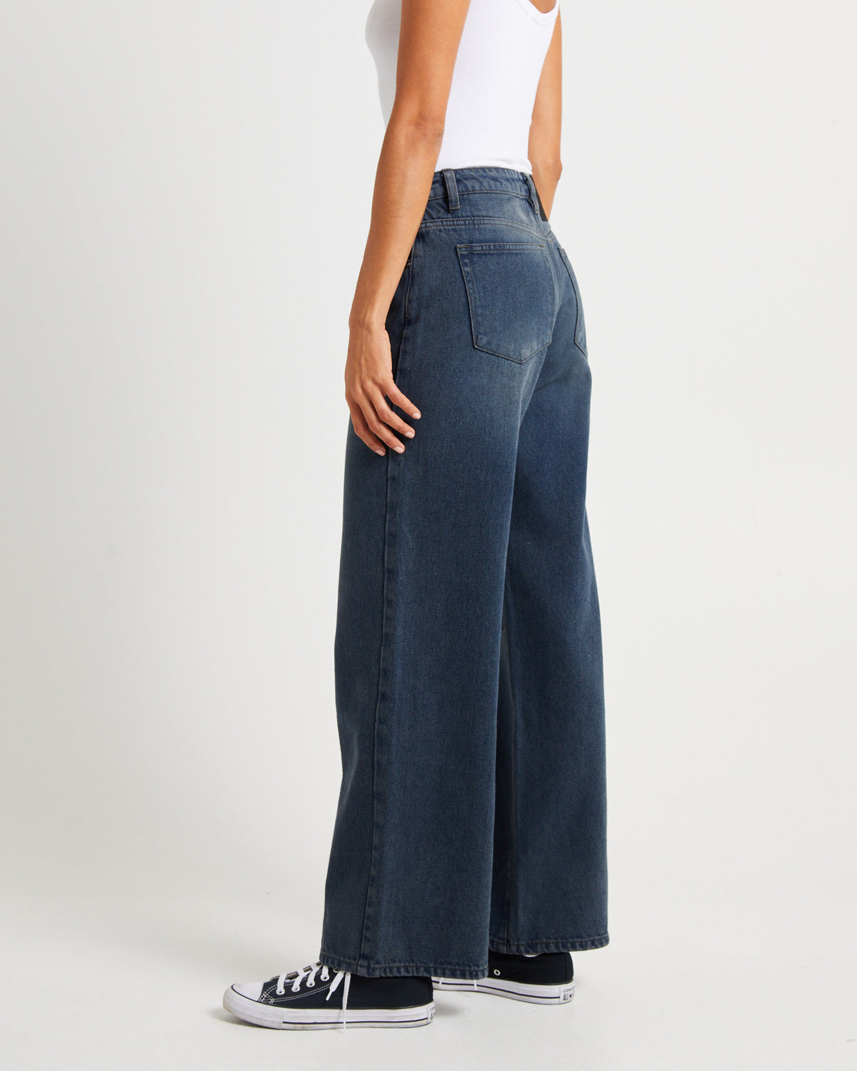 Jacksons Mid Waist Wide Leg Denim Jeans Fox FOX BLACK