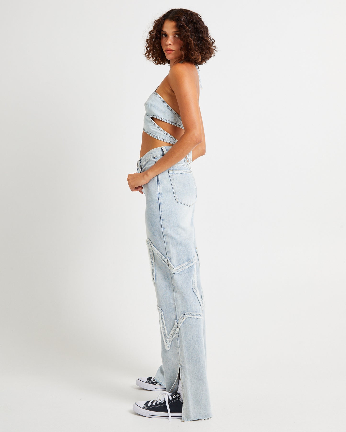 Diamonde Star Denim Top