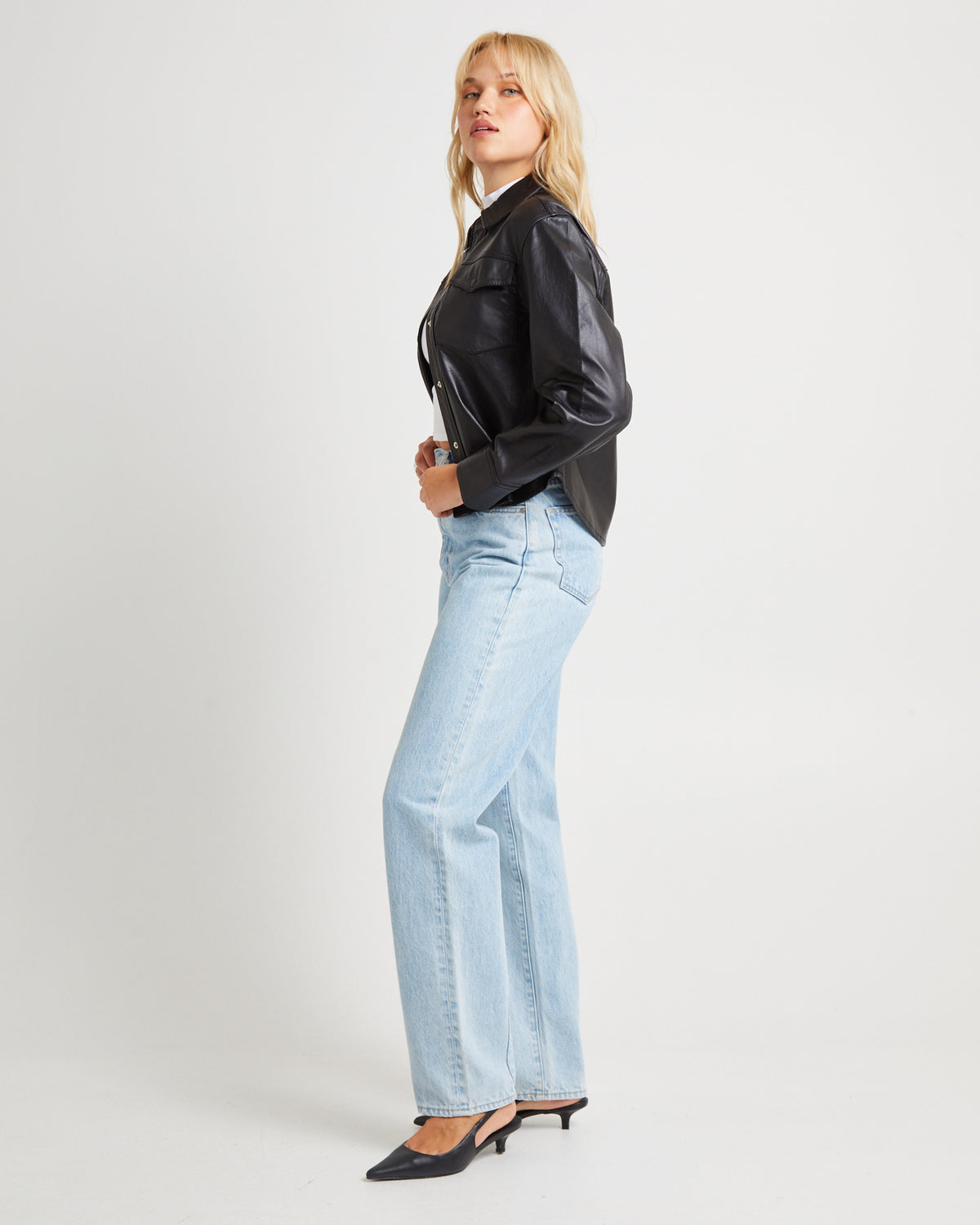 Eva Leather Long Sleeve Shirt BLACK