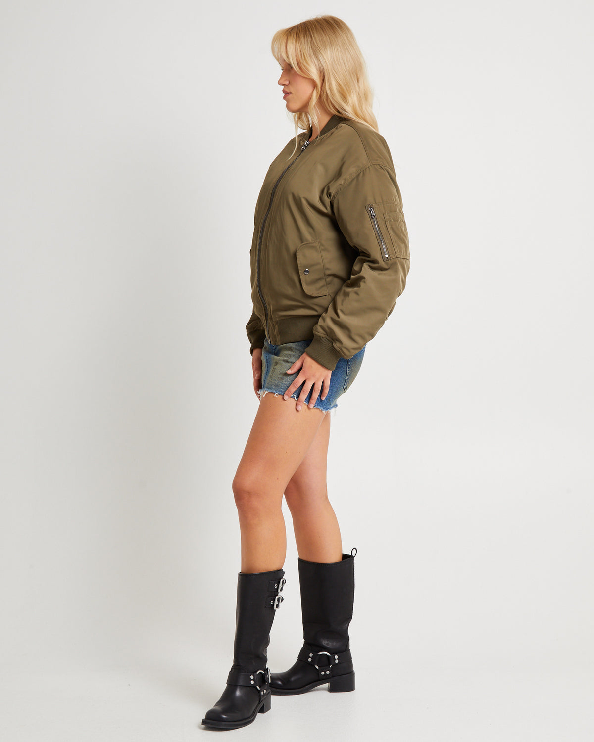 Relaxed Bomber Jacket ARMY GREEN