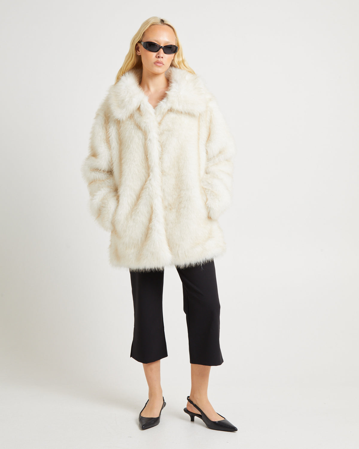 Lydia Longline Fur Coat CREAM