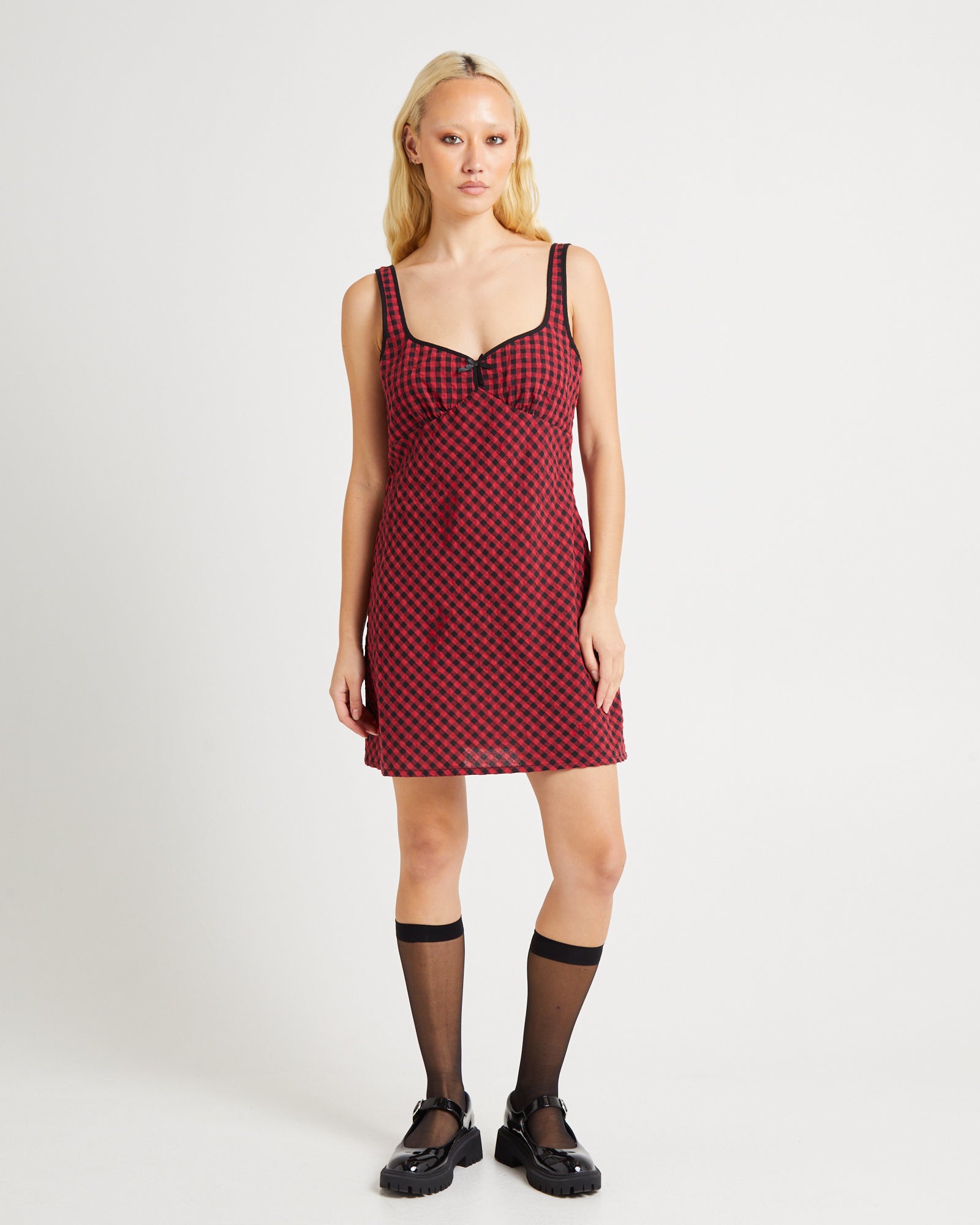 plaid dress grunge Women's Grunge Ruffled Plaid Dress with Shoulder Pad Punk Design