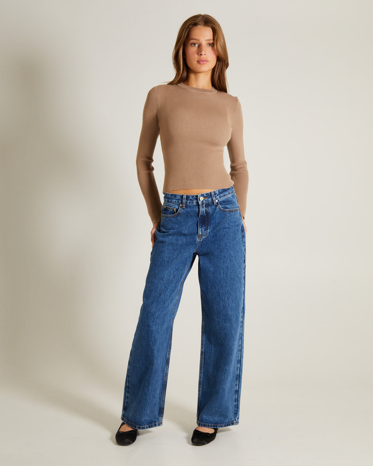 Luxe Knitted Long Sleeve Top ESPRESSO