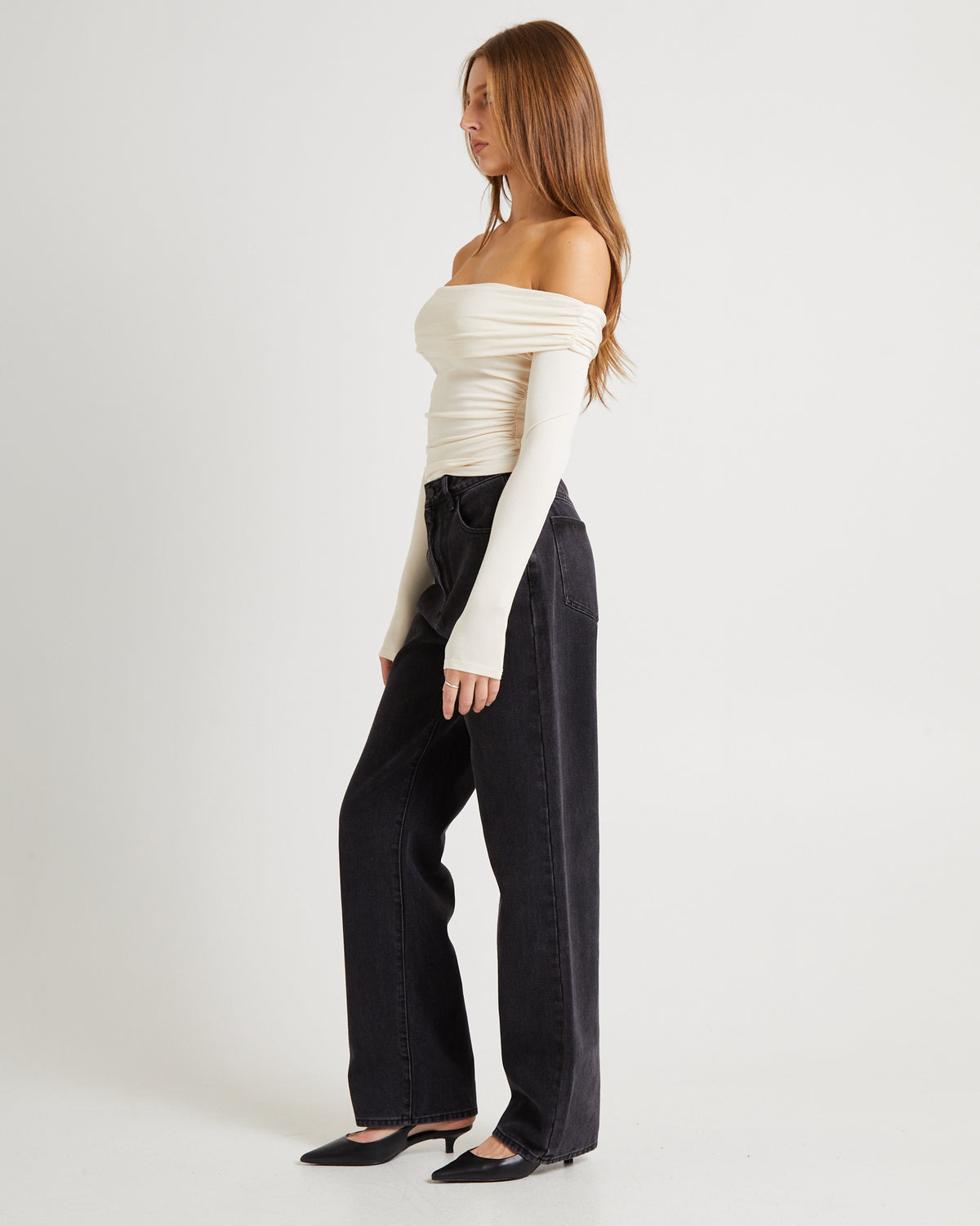 Kia Cold Shoulder Ruch Top IVORY
