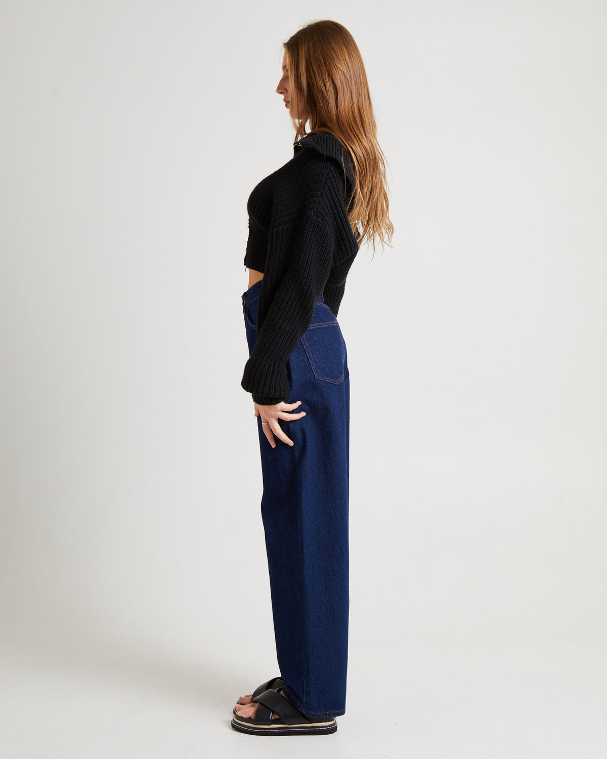 Simmy Double Zip Knit Top BLACK