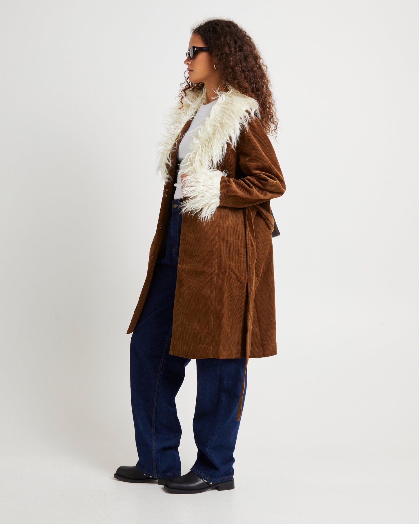 Shag Corduroy Coat Coffee