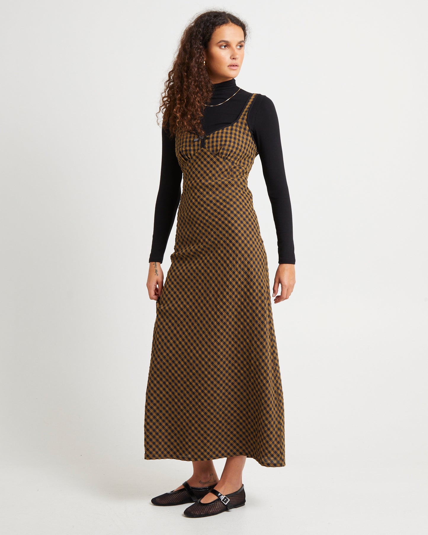 Grunge Plaid Midi Dress