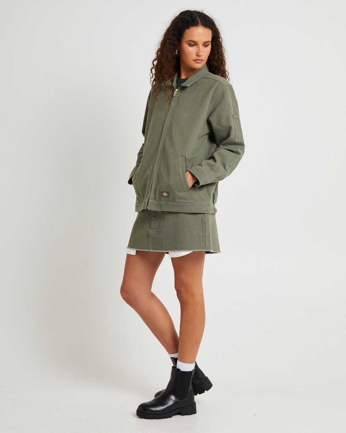 Eisenhower Lined Washed Canvas Jacket DARK KHAKI