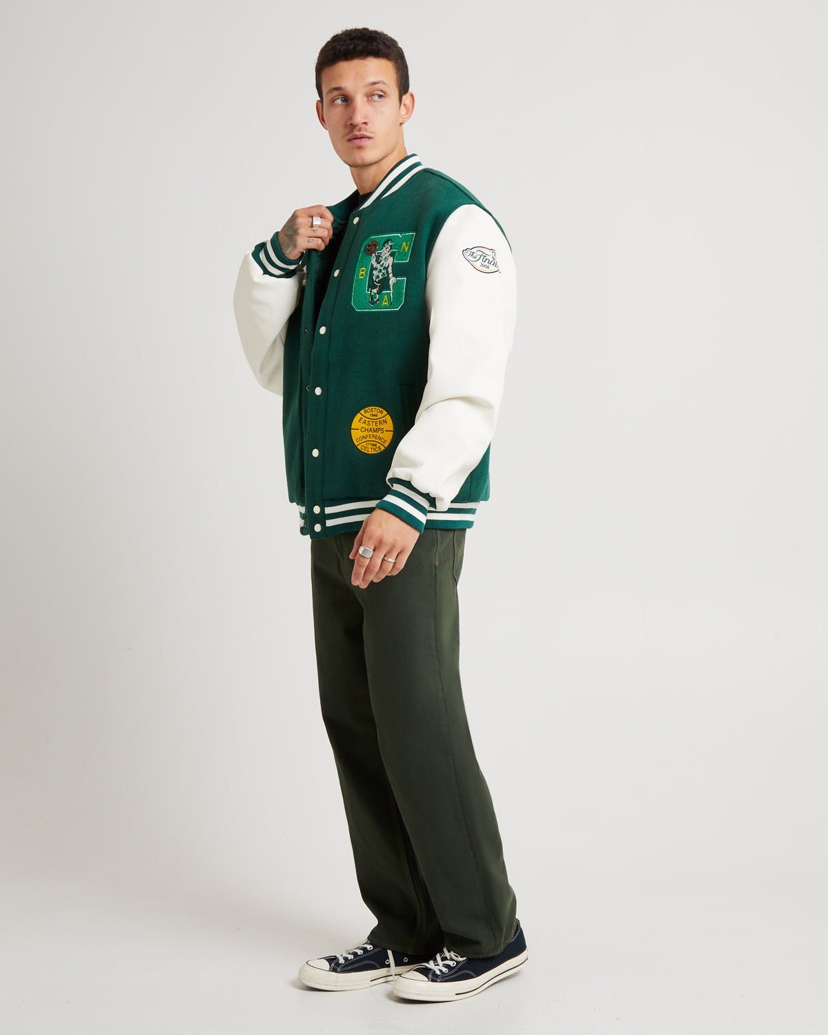 Champions Celtics Varsity Jacket GREEN