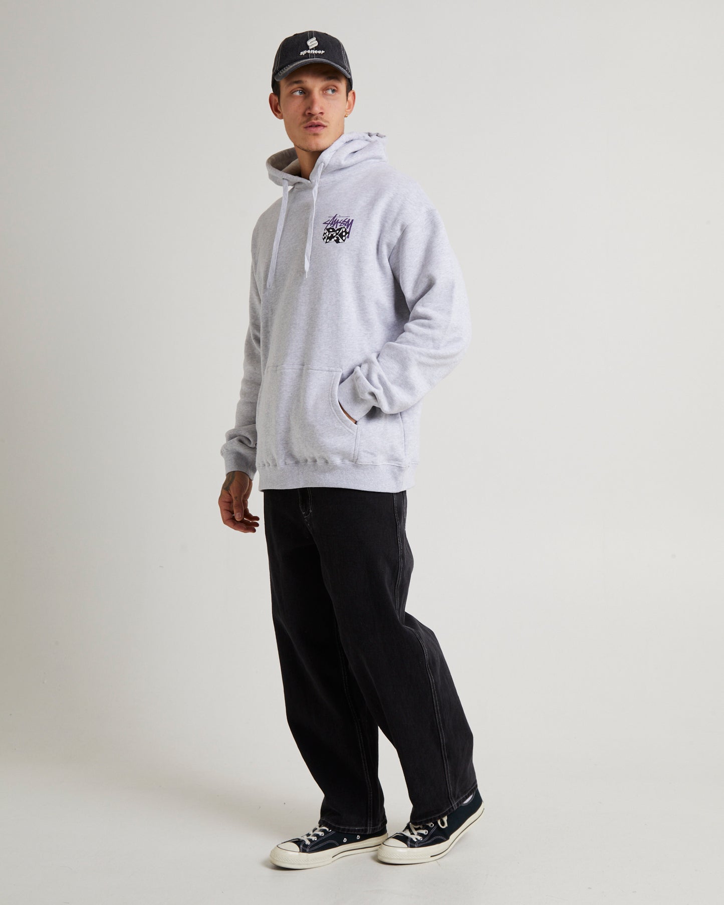 Pair Of Dice Fleece Hoodie Washed White