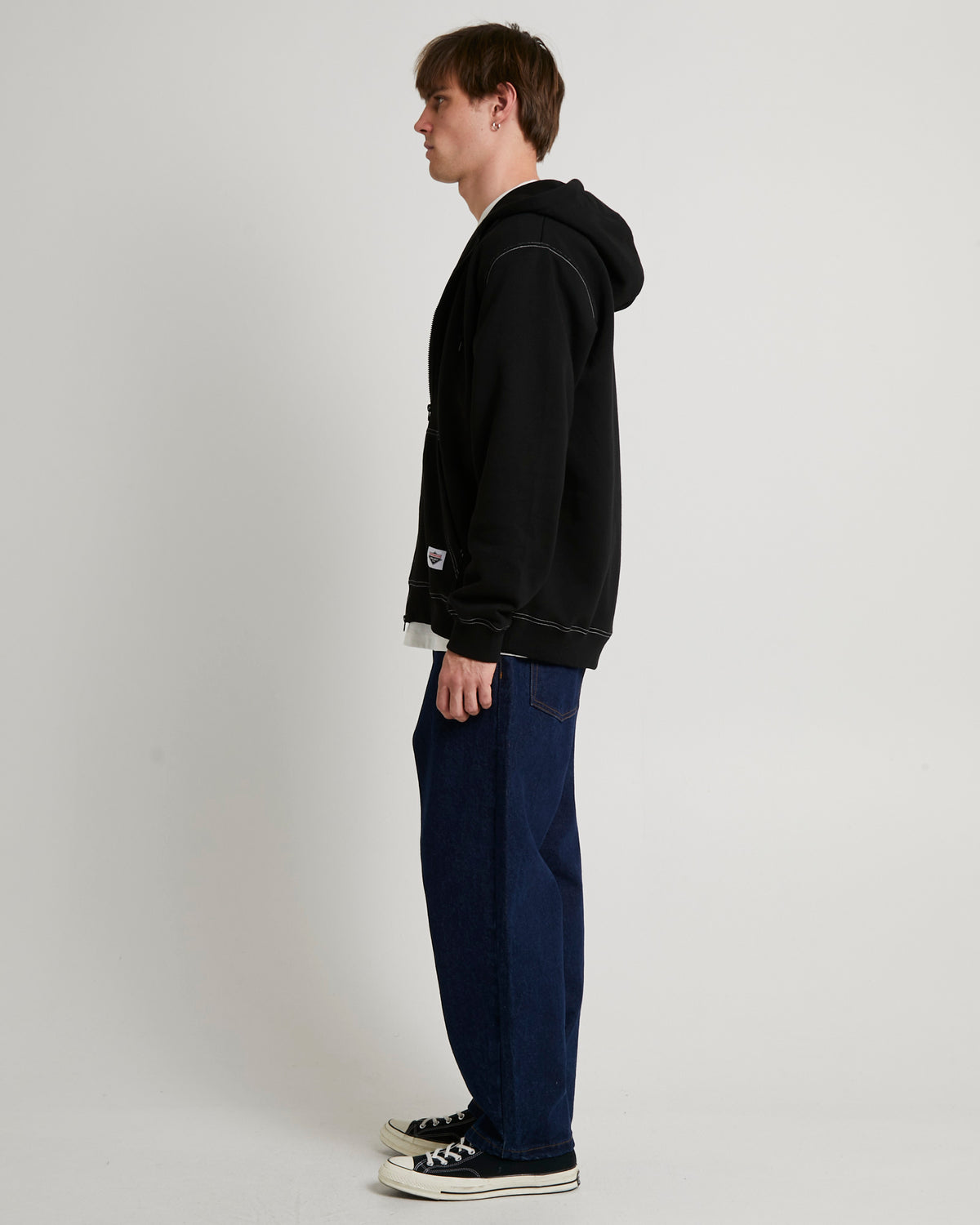 Workwear Zip Through Hoodie BLACK