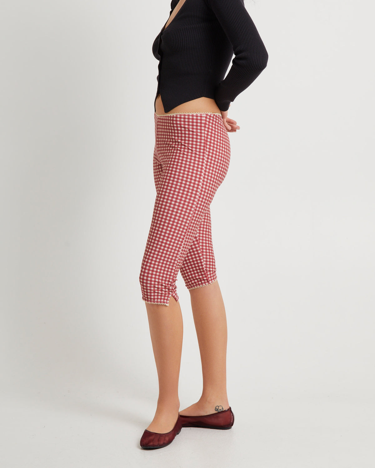 Freda Gingham Swim Capri Trousers RED GINGHAM