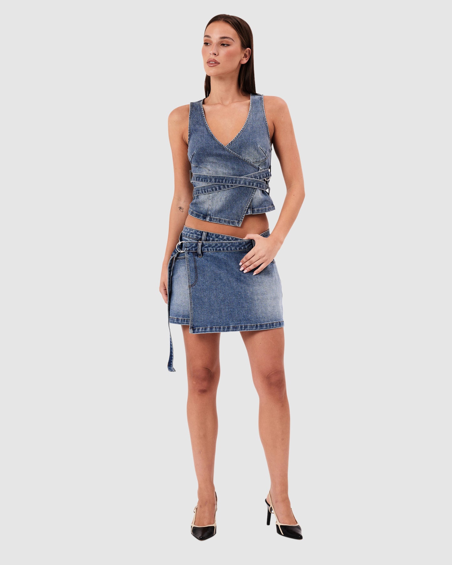 95 Mid Wrap Denim Skirt