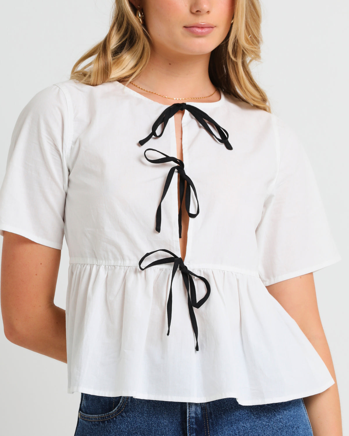 Tie Front Blouse WHITE