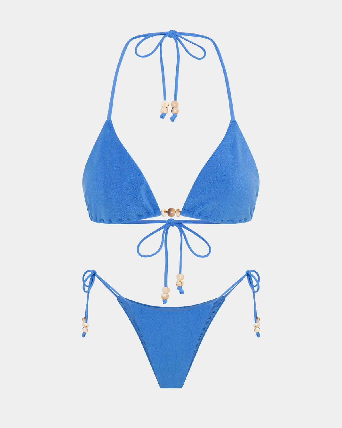 Amara Beaded Towelling Bikini Set COOL BLUE