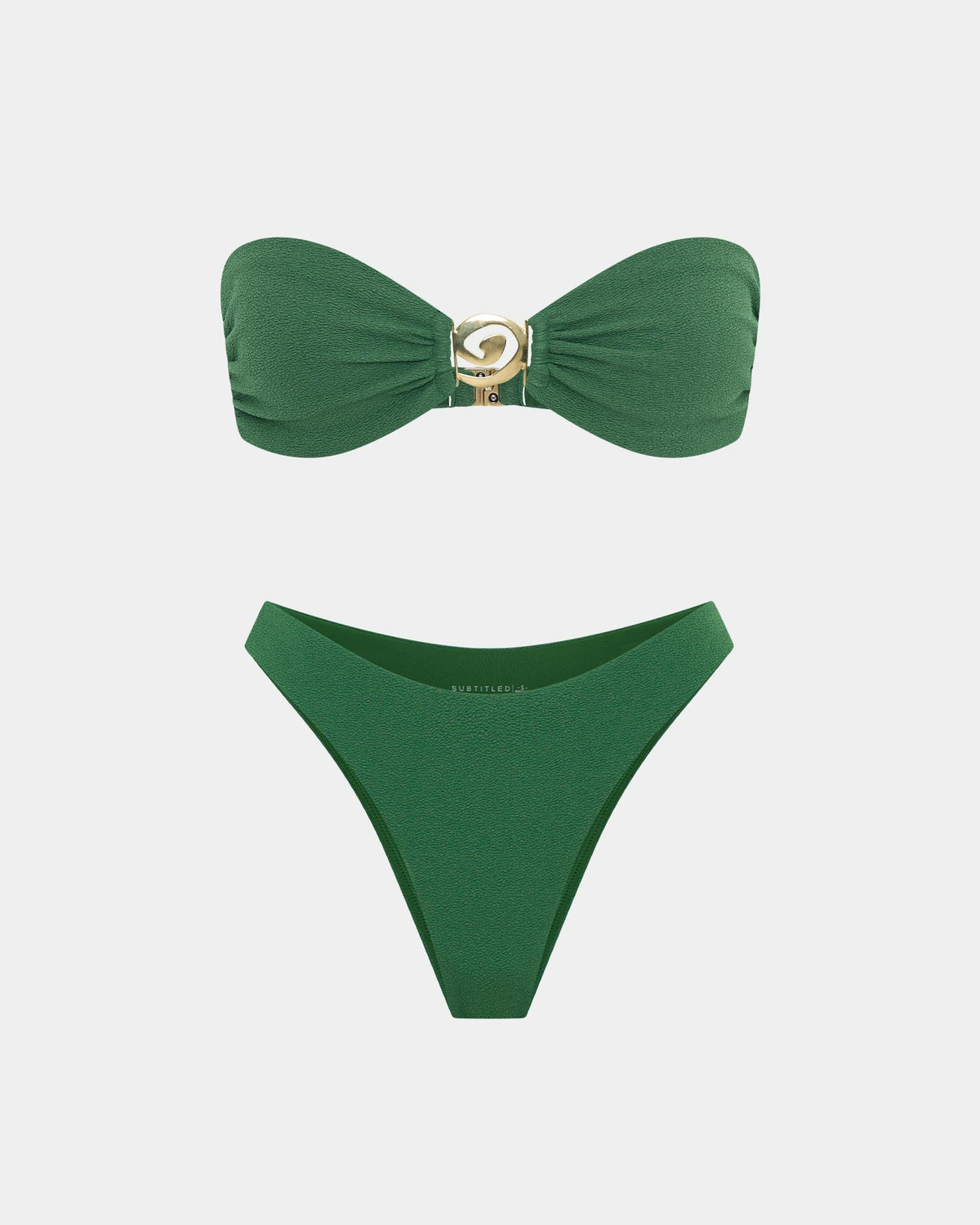 Milos Textured Bandeau Bikini Bikini  Set GREEN