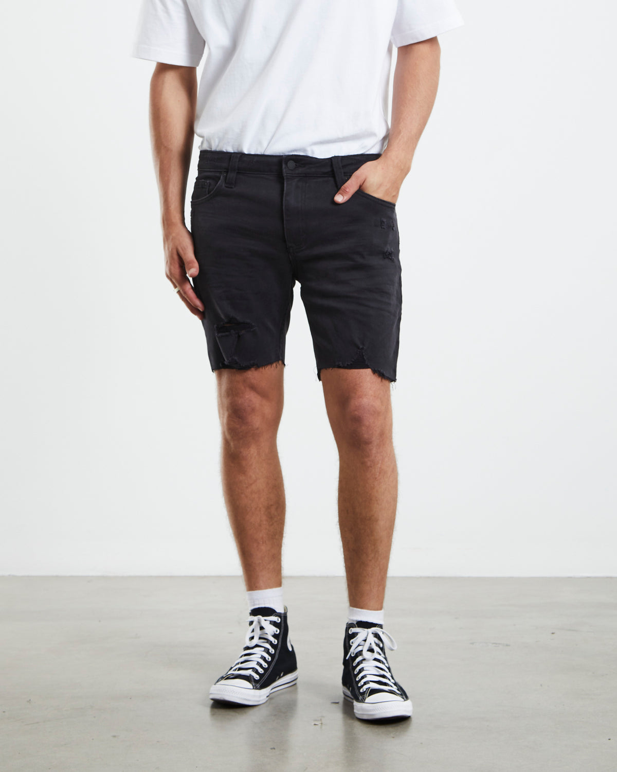 Tim Slim Denim Shorts HARD ON BLACK