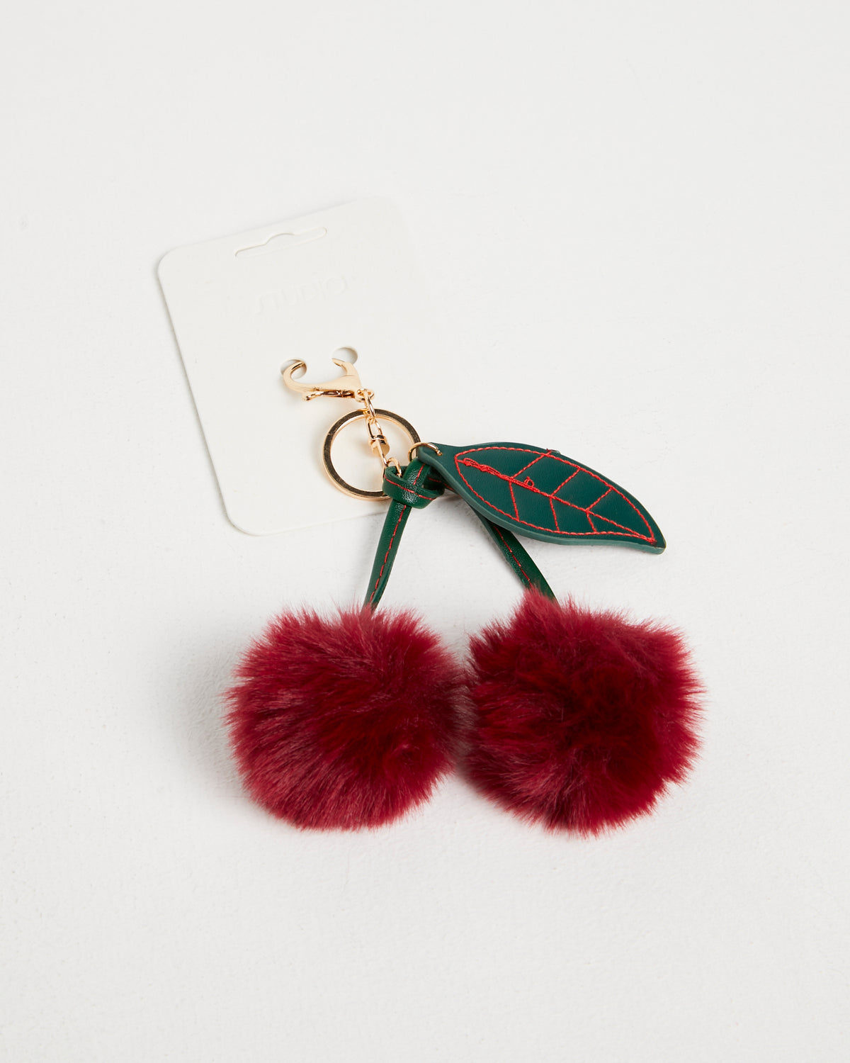 Fluffy Cherry Keyring RED