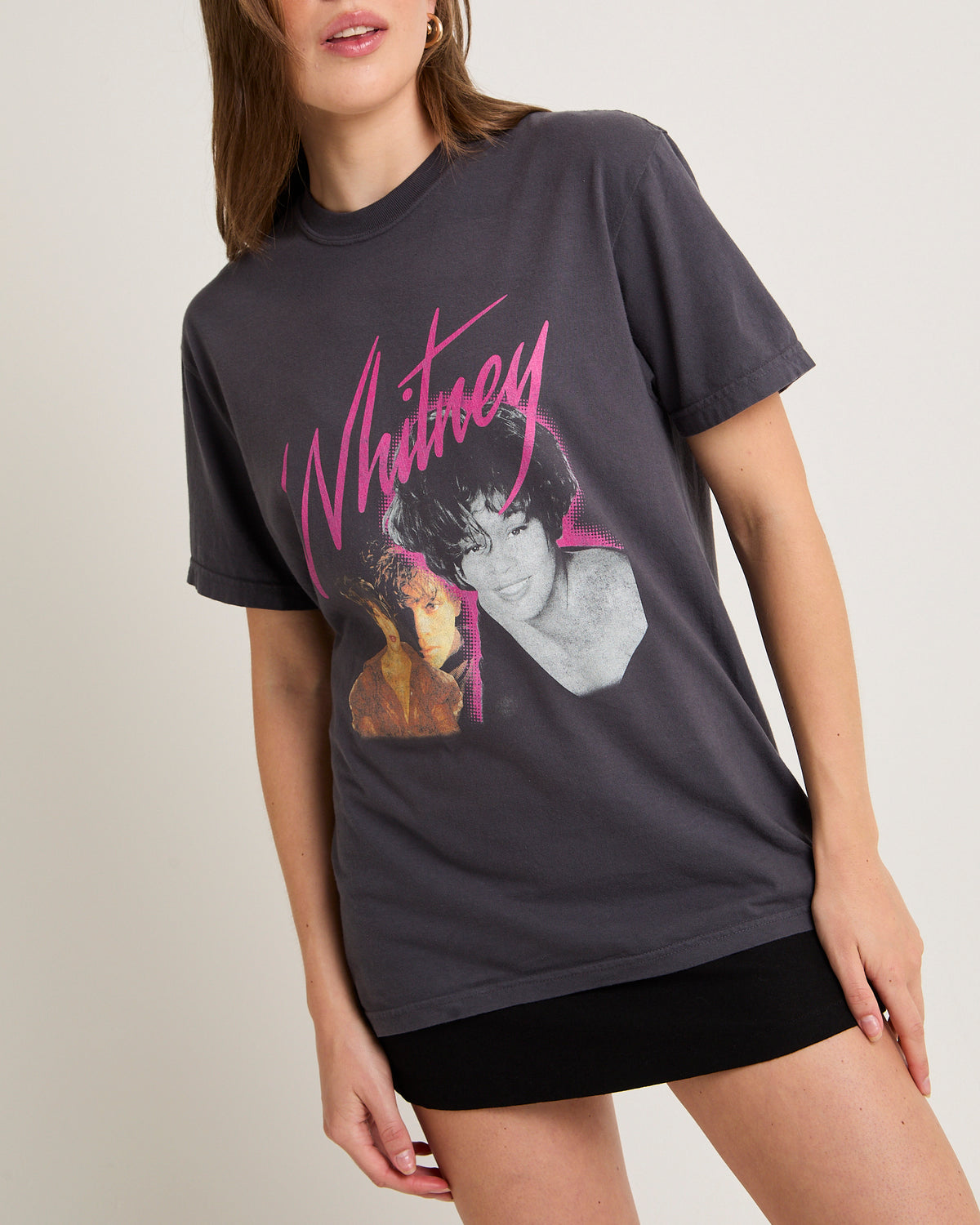 Whitney Houston Oversized T-Shirt FADED BLACK