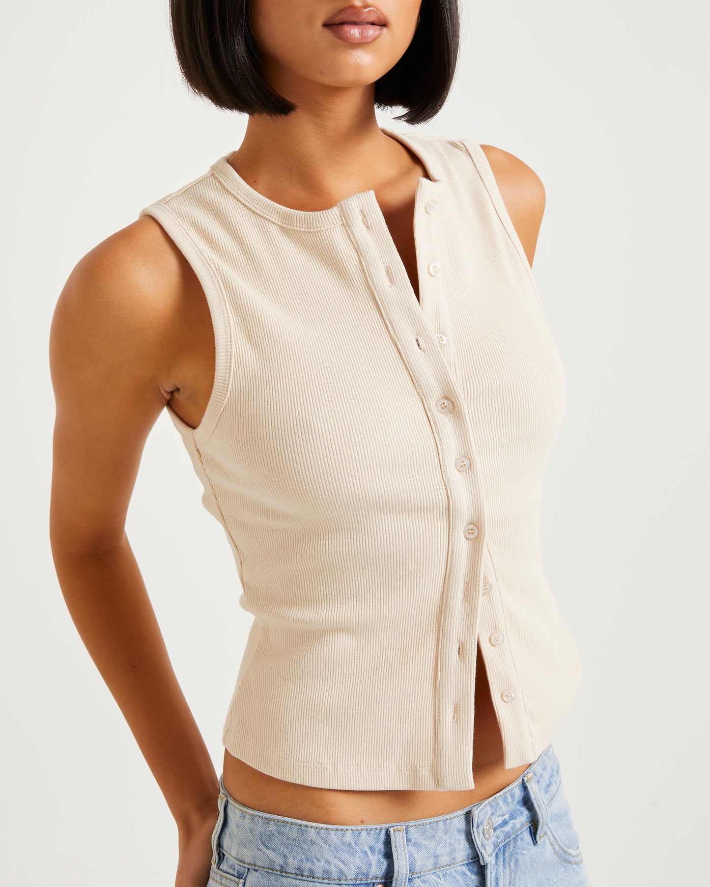 Zoe Button Front Tank Top