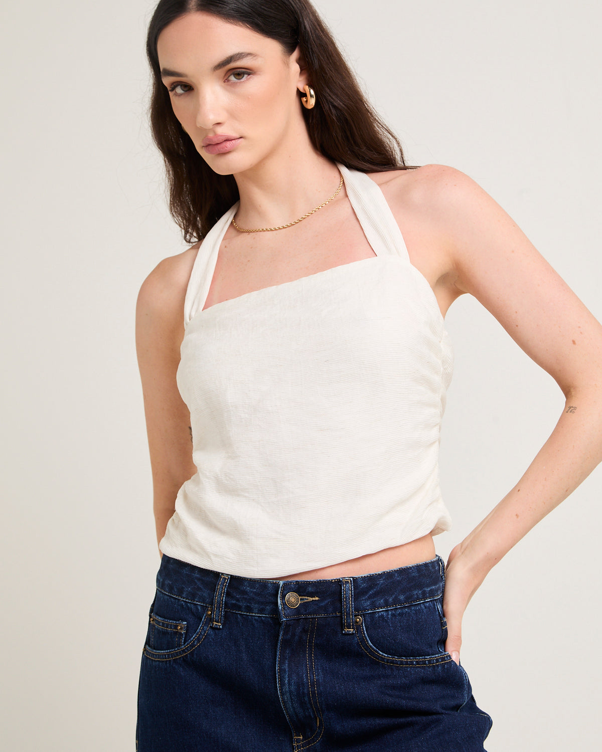 Myrel Gathered Halter WHITE