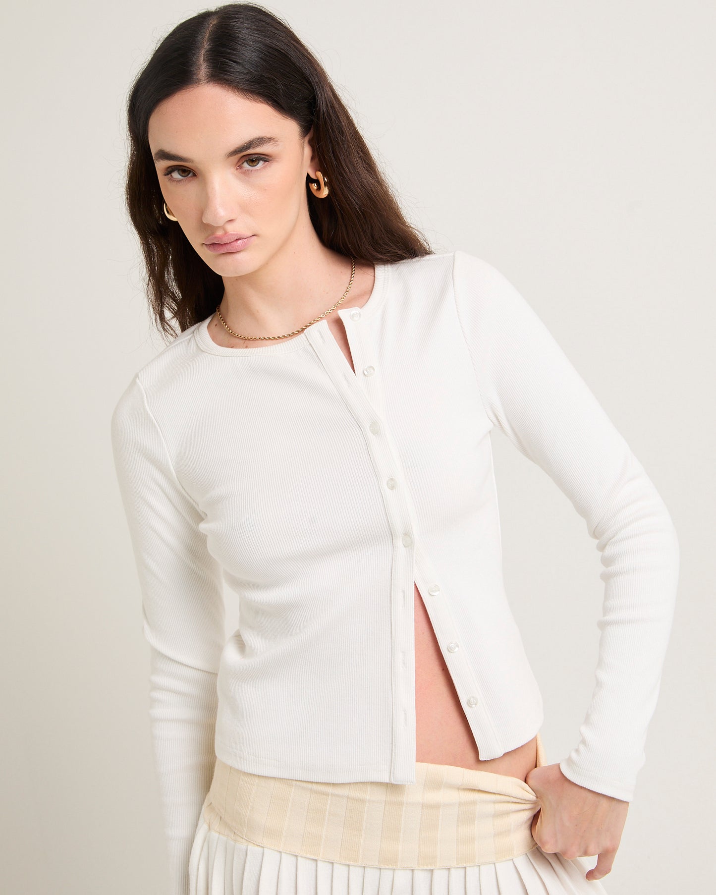 Maddy Button Asymmetric Top