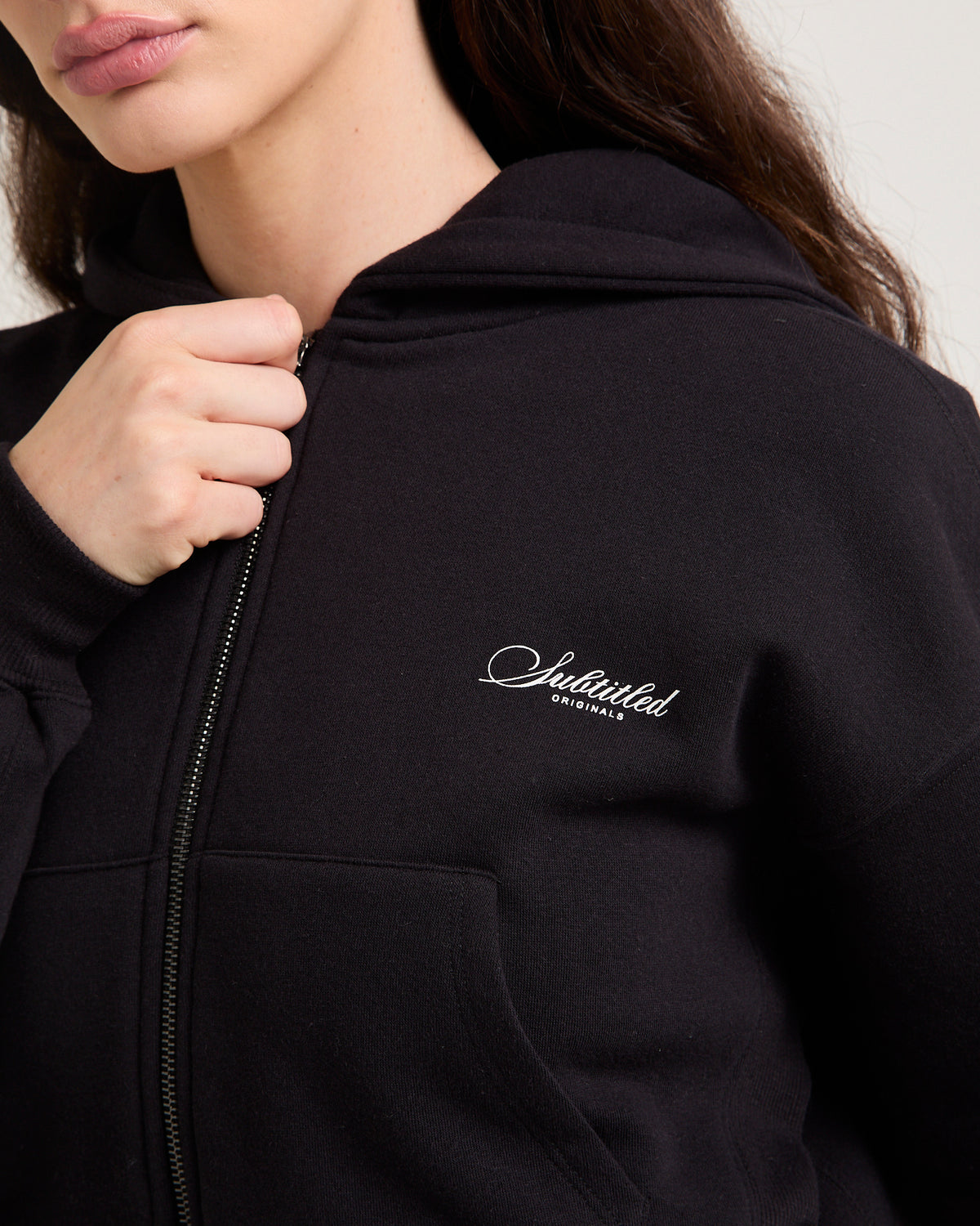 Cropped Zip Hoodie ALMOST BLACK