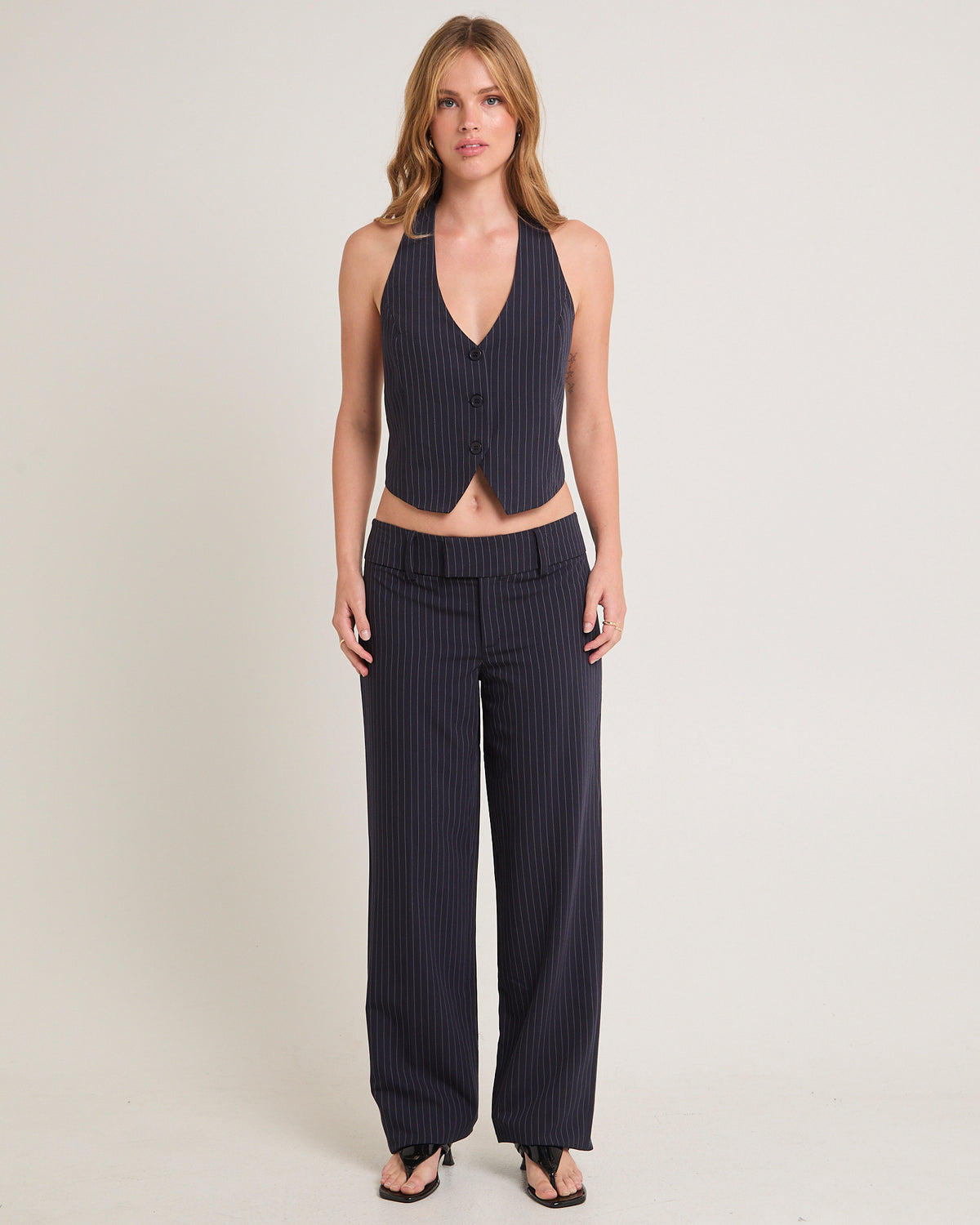Amiri Halter Tailored Vest NAVY PINSTRIPE