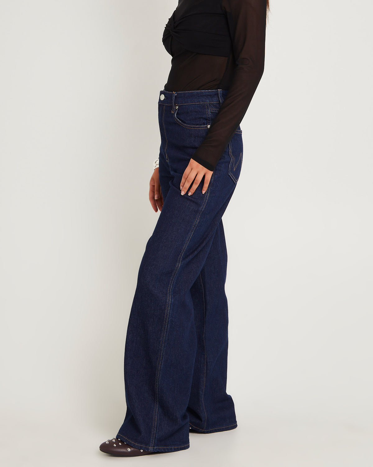 Hi Bells Flared Denim Jeans Highway Black INKSPOT