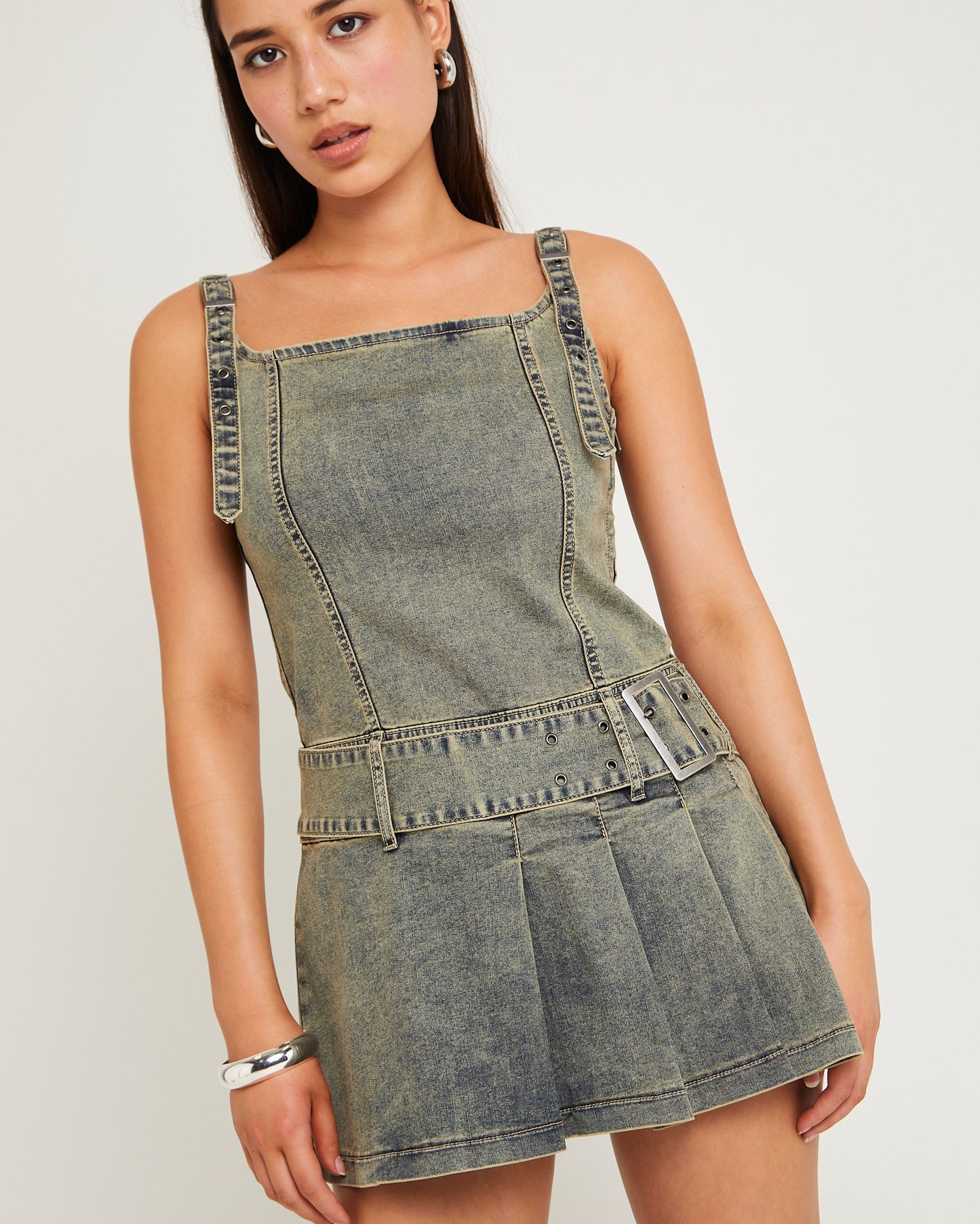 Autry Denim Pleat Mini Dress