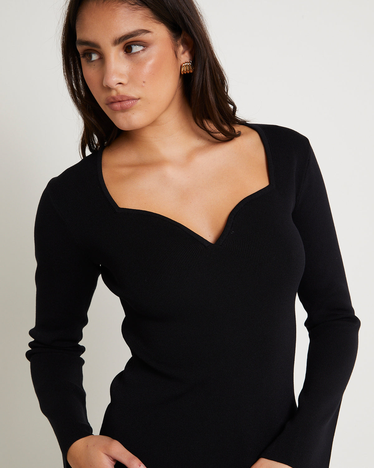 Sweetheart Long Sleeve Top BLACK