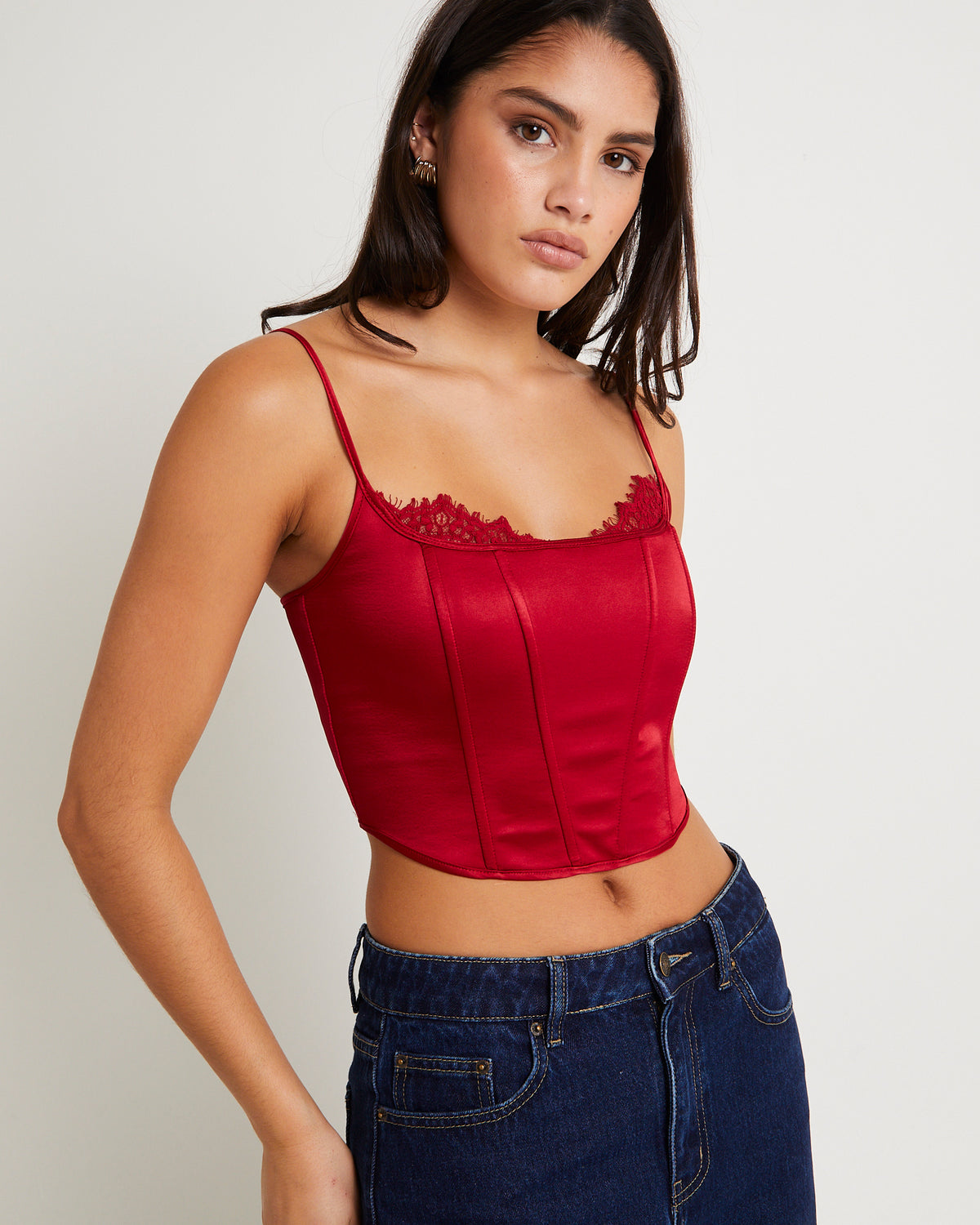 Vita Satin Corset CHERRY