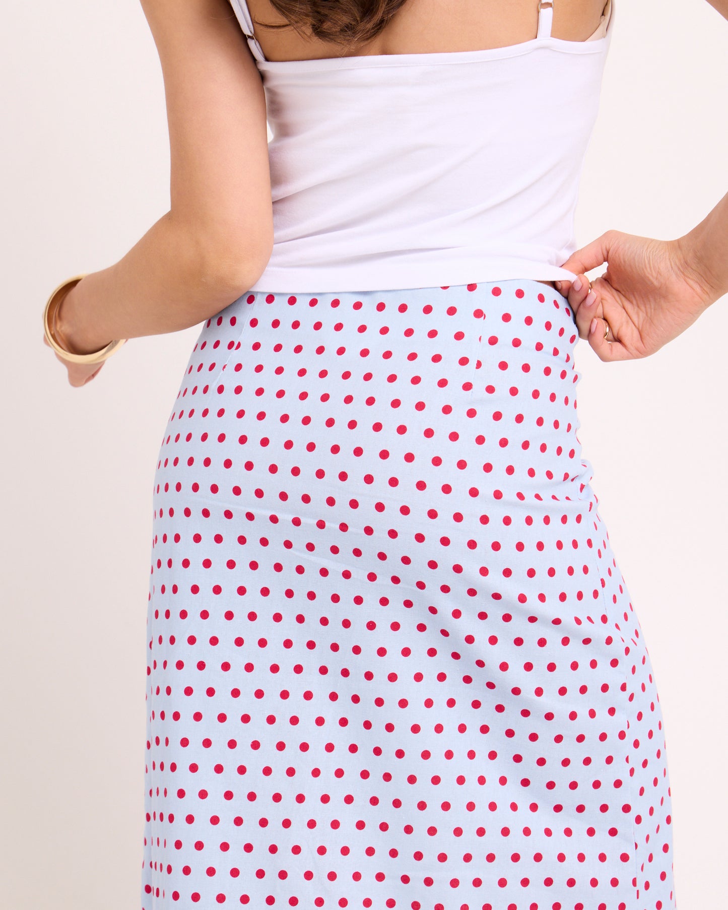 Billy Polka Slip Midi Skirt