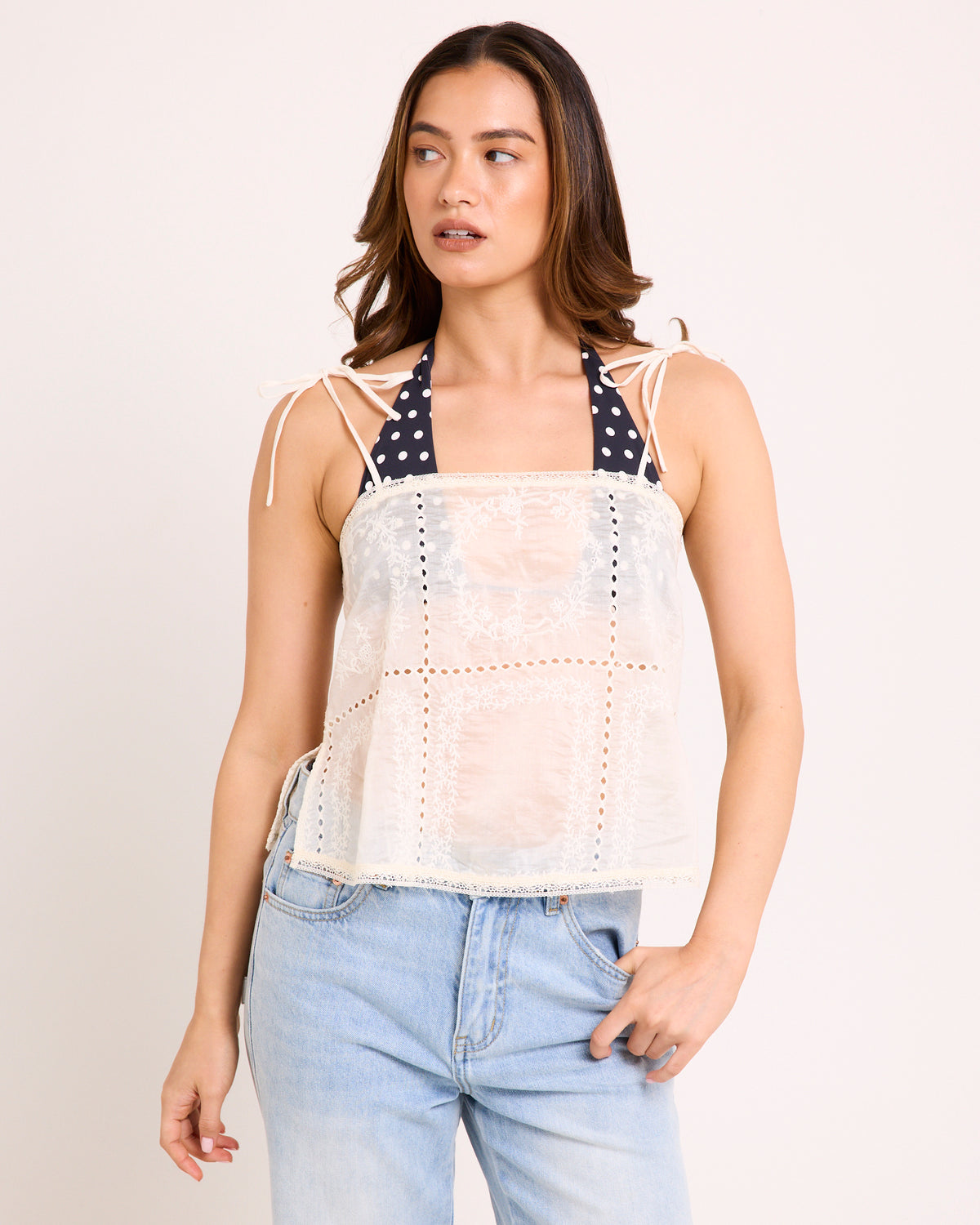 Louie Embroidered Top WHITE