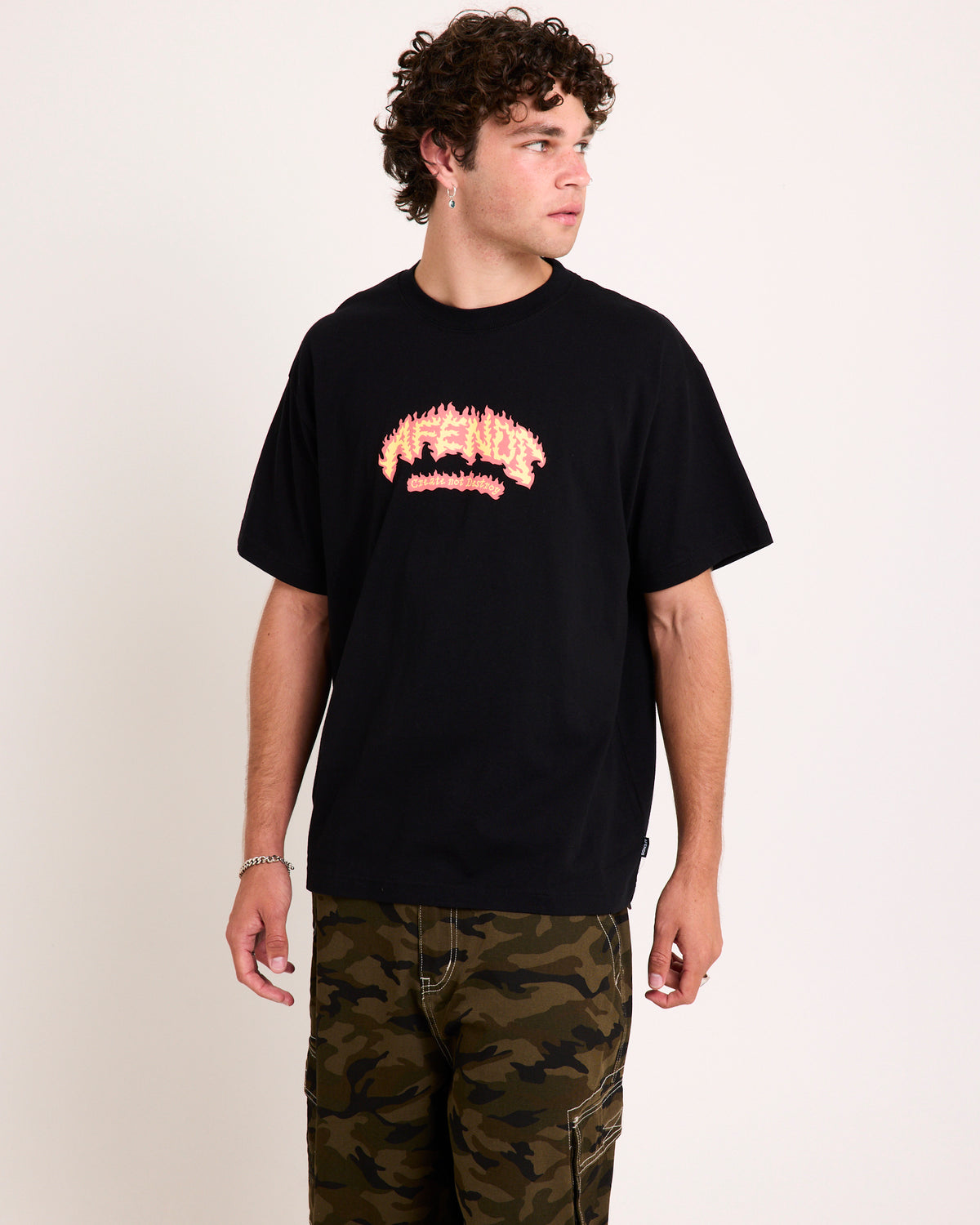 Flame On Boxy T-Shirt BLACK