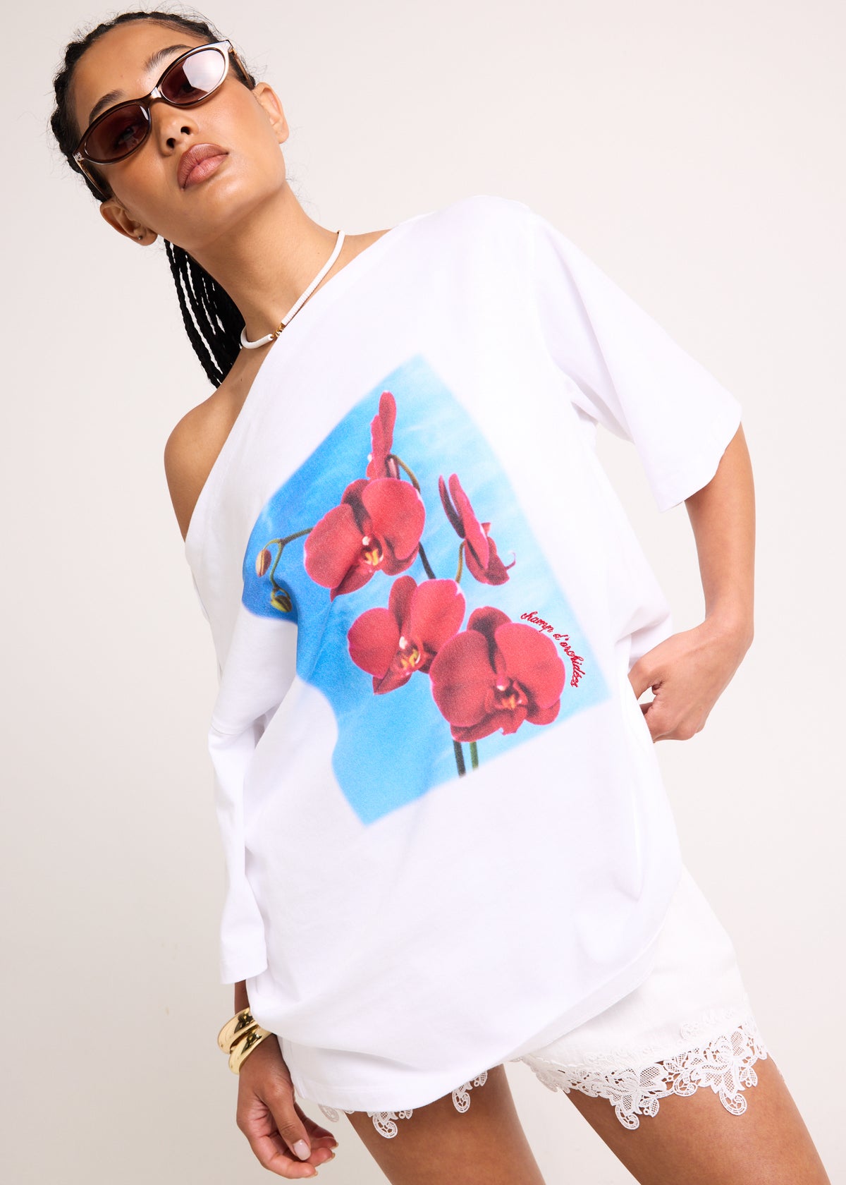Orchid Off Shoulder T-Shirt CREAM