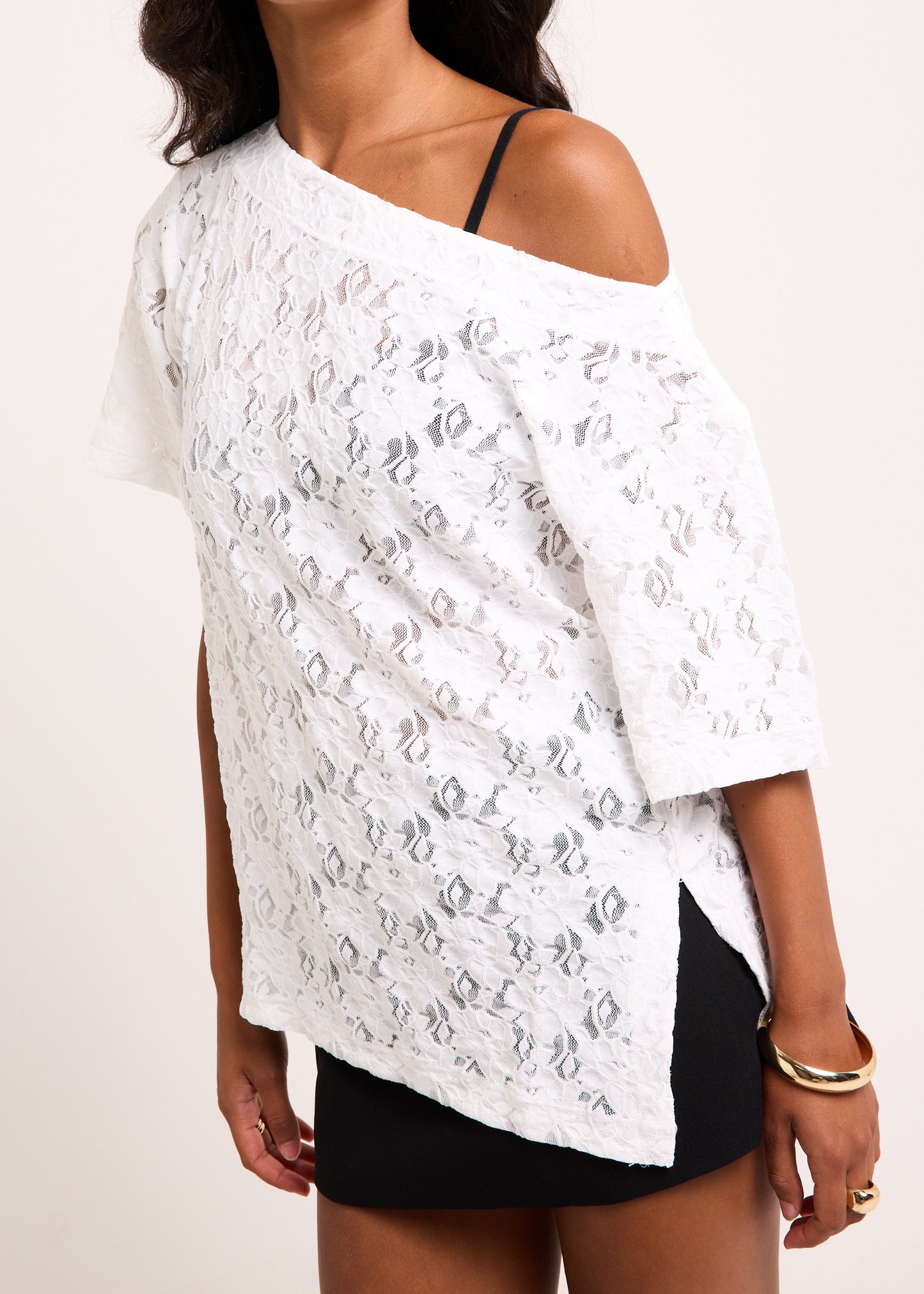 Louis Asymmetric Lace Top