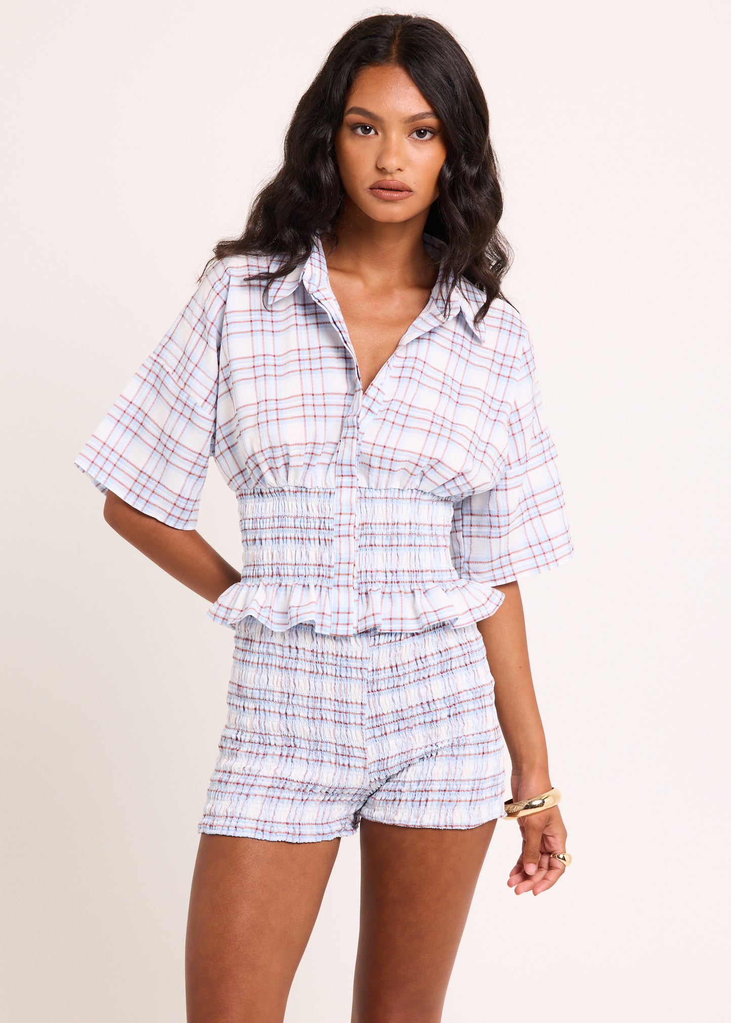 Harley Shirred Check Shirt