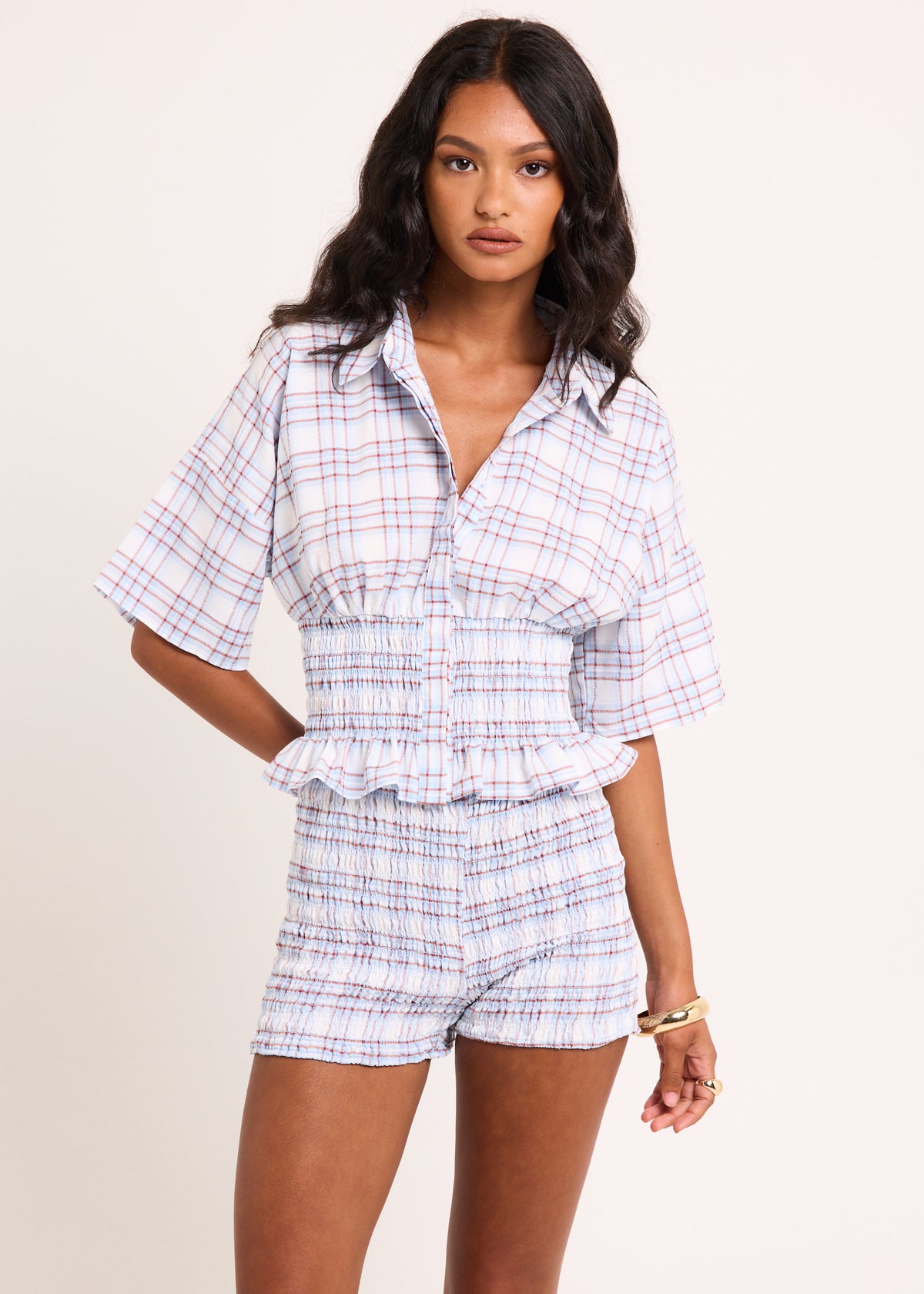 Harley Shirred Check Shirt CHECK
