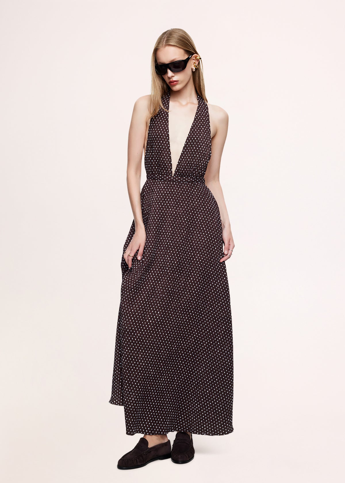 District Maxi Dress CHOCOLATE BLUE POLKA