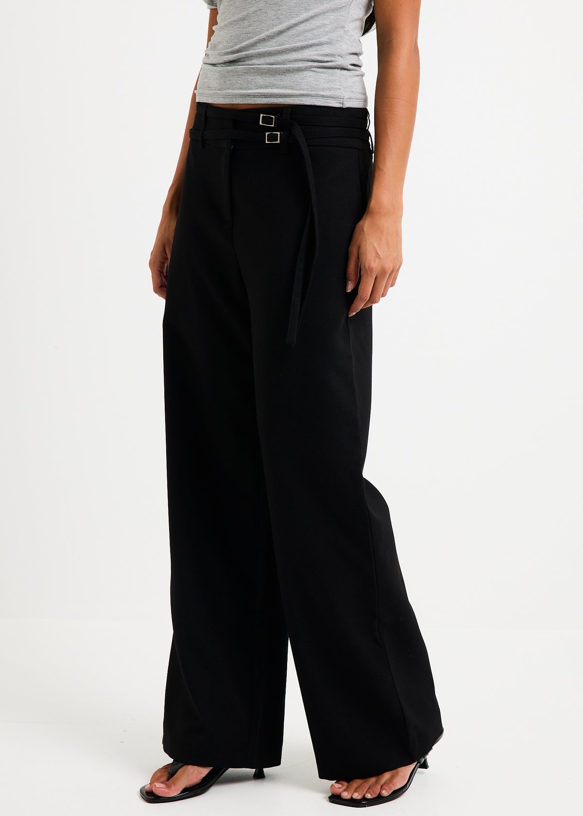 Renelle Belt Detail Pants BLACK