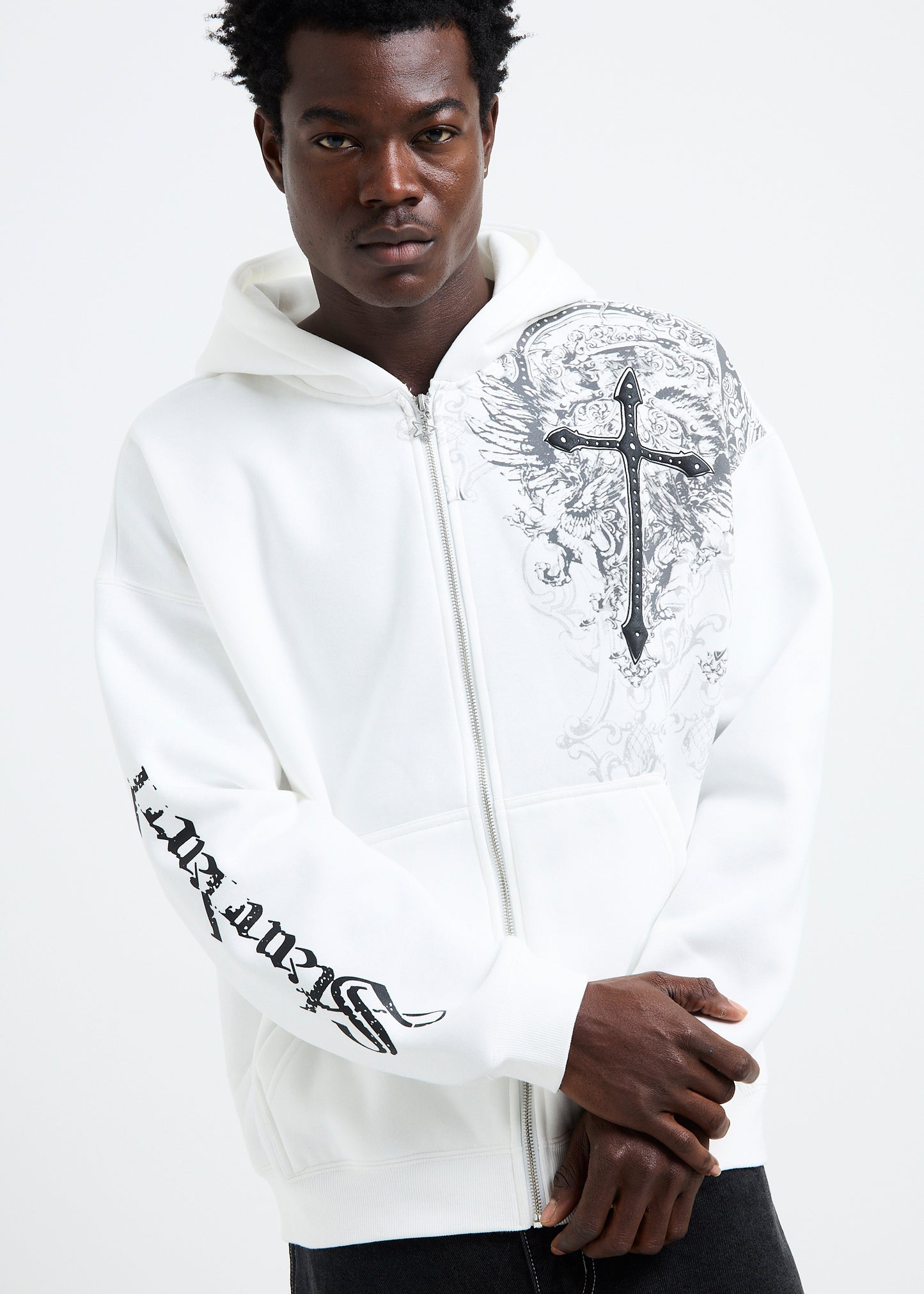 Crucifix Zip Hoodie