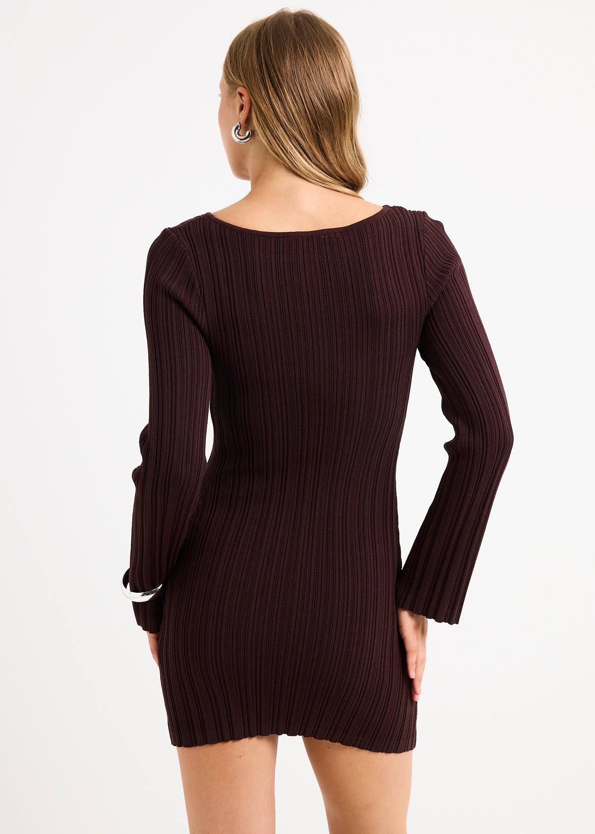 Tahlia Long Sleeve Knit Dress BROWN