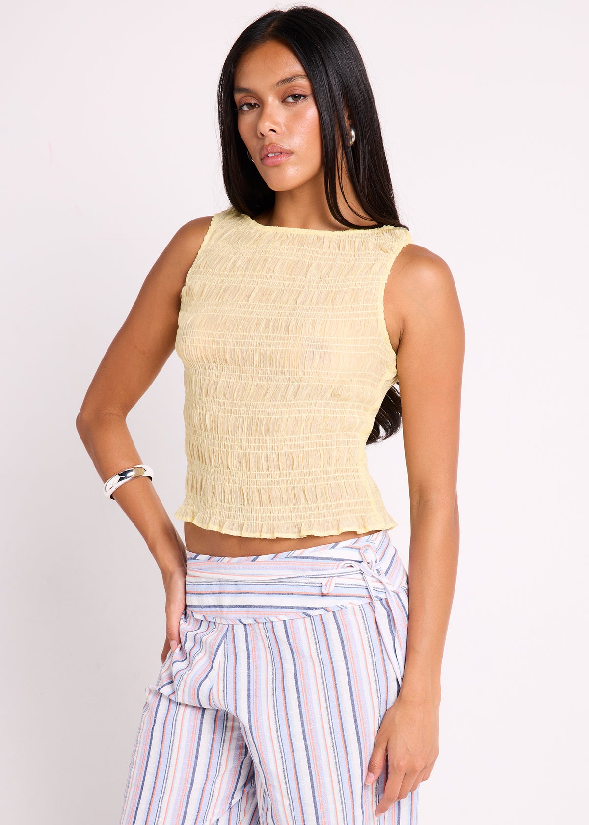 Amalia Shirred Top LEMON