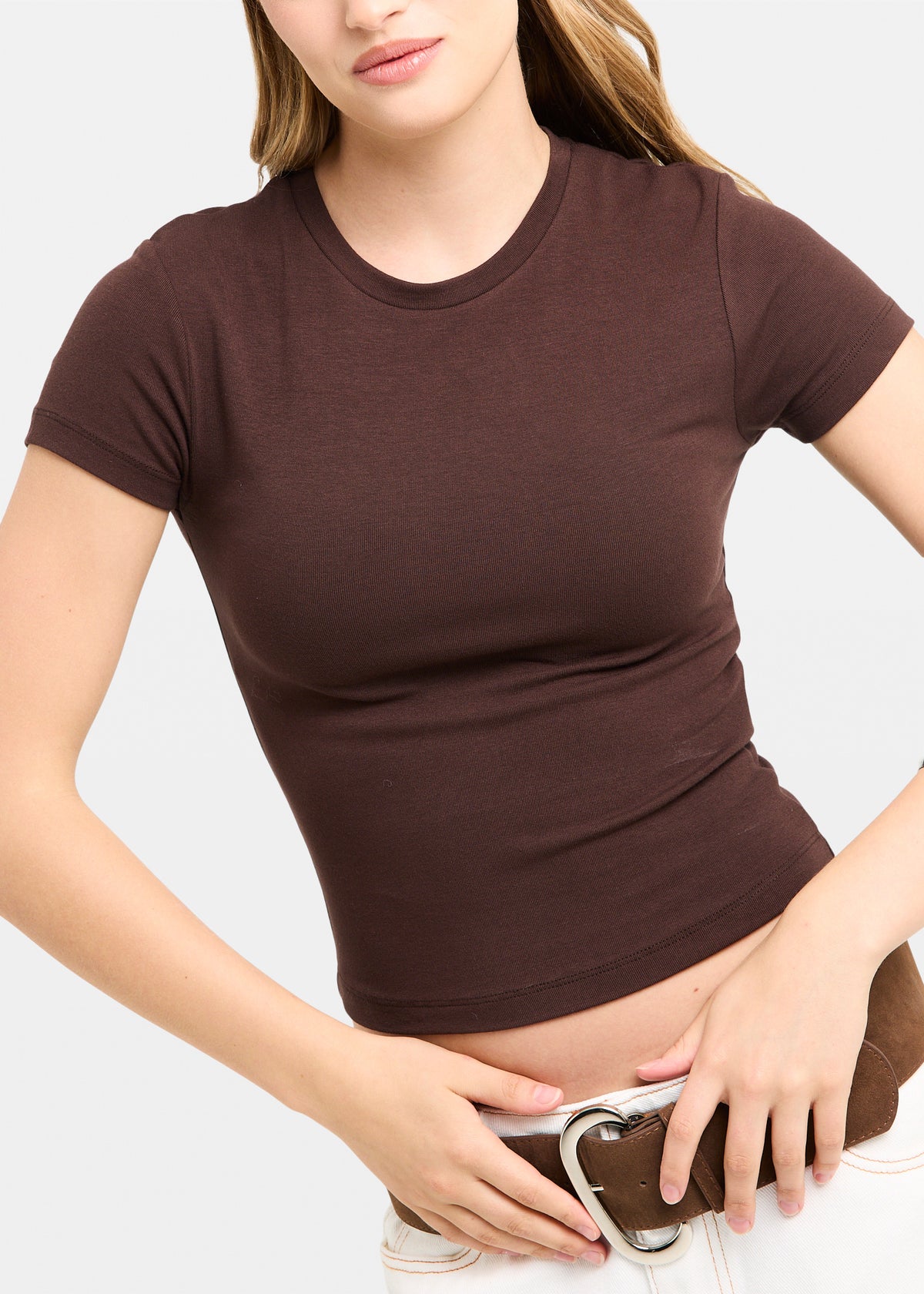 Slinky Fitted T-Shirt DEEP CHOC