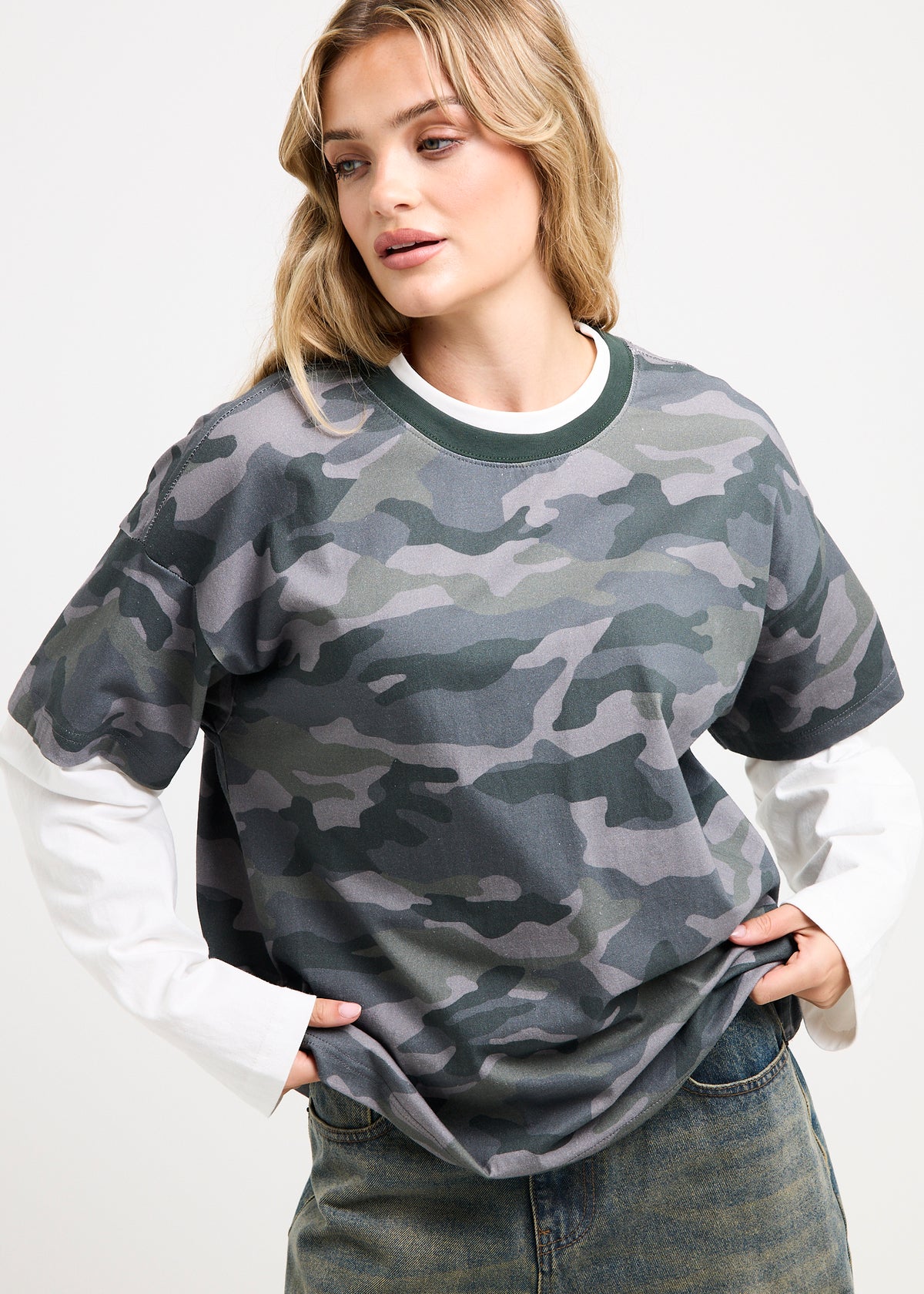 Indy Double Layer Camo Shirt ARMY GREEN