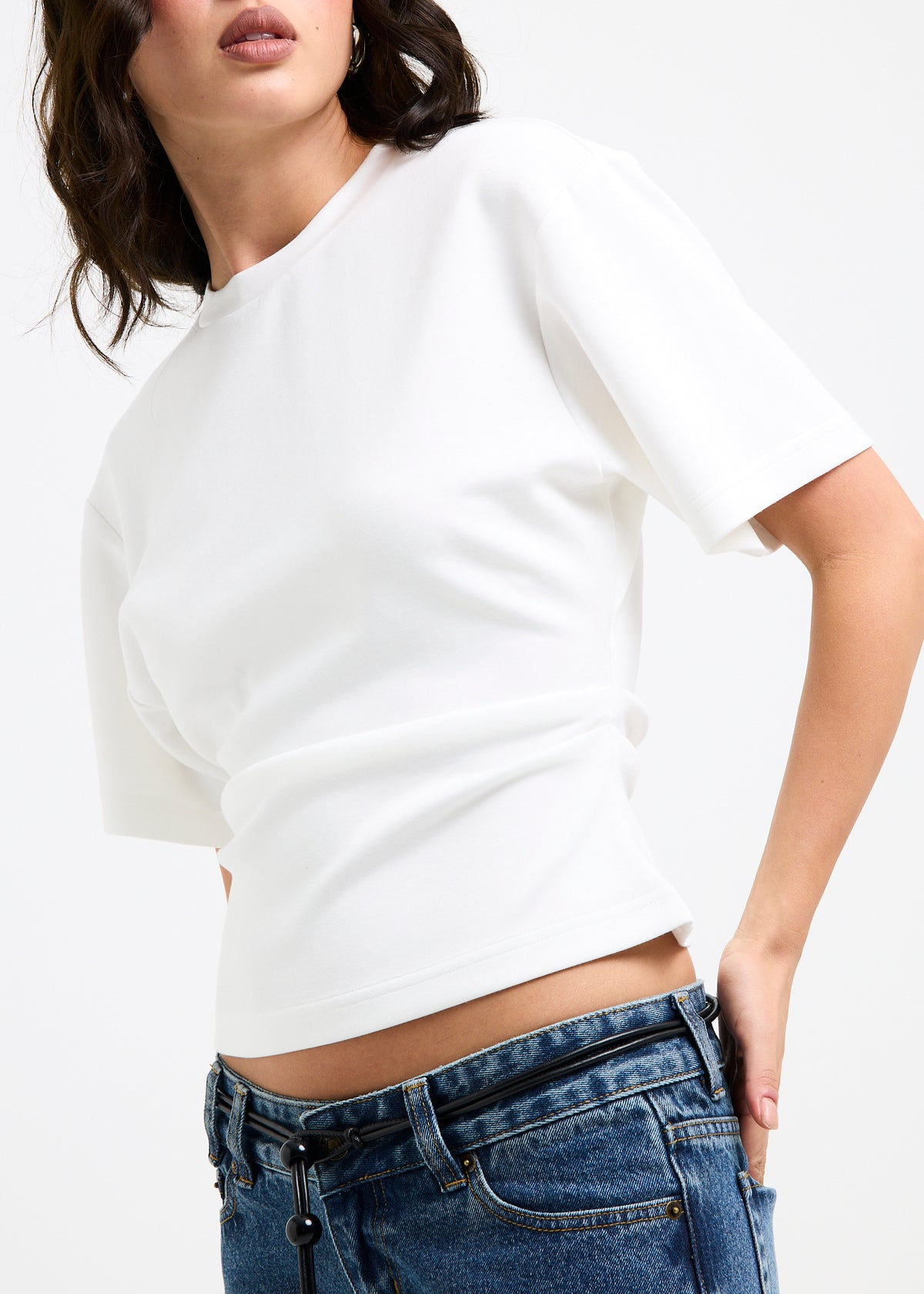 Maria Cinched T-Shirt WHITE