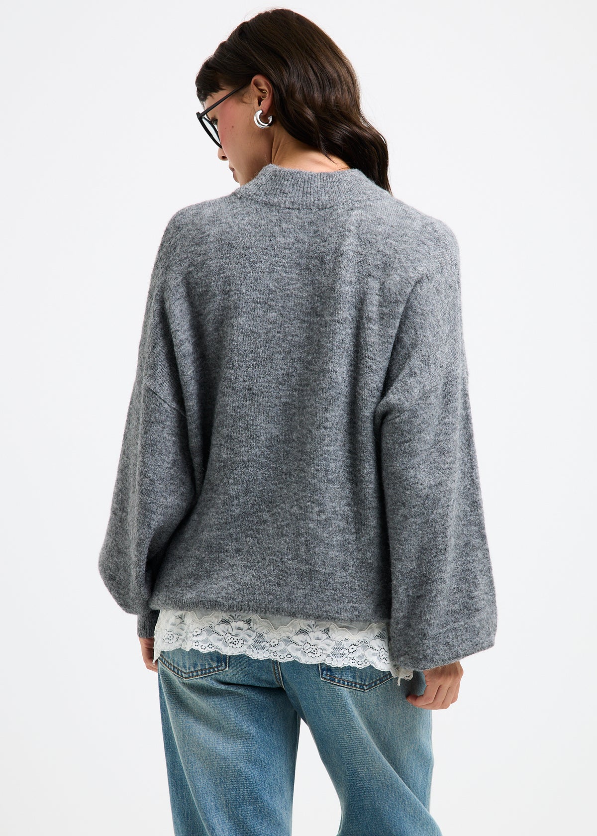 Tiana Crew Neck Knit Jumper DARK GREY